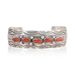 Navajo Coral and Sterling Bracelet