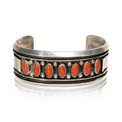 Navajo Coral and Sterling Bracelet