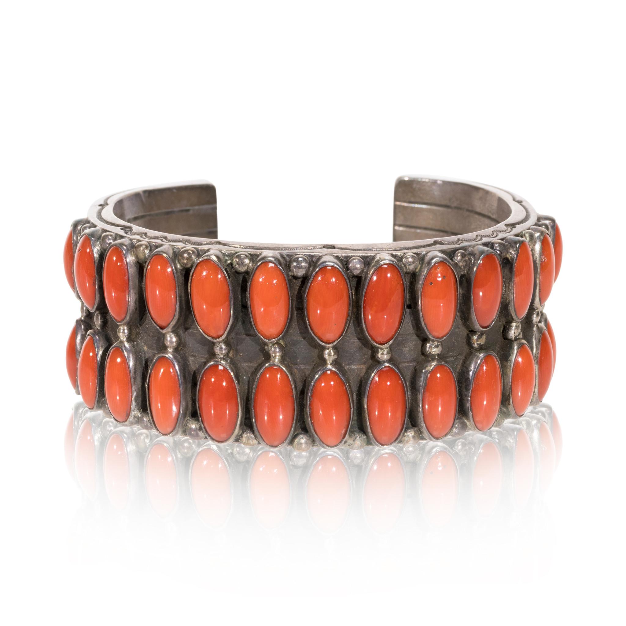 Bracciale in corallo e sterlina Navajo
