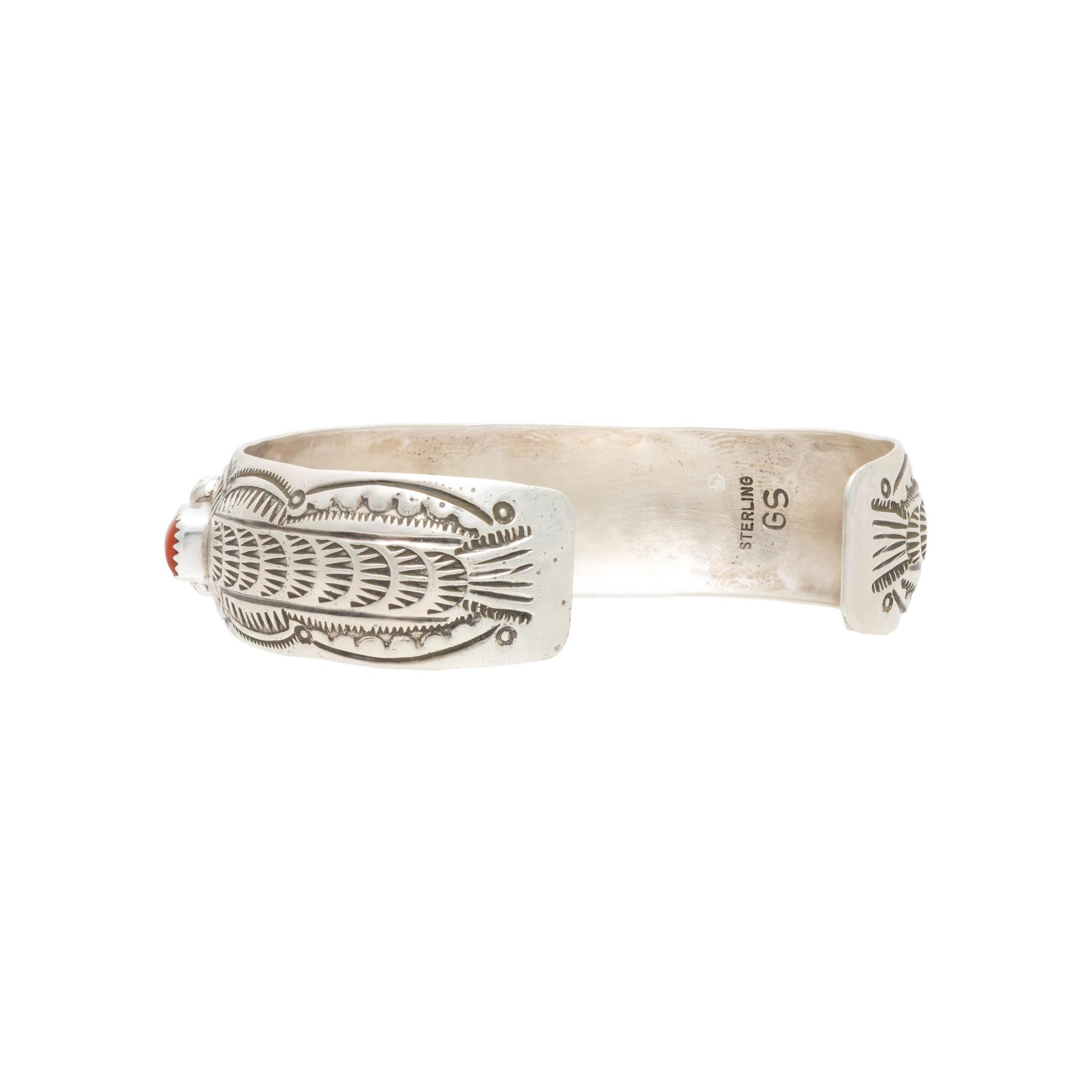 Nativo americano Bracciale in corallo e argento Navajo in vendita