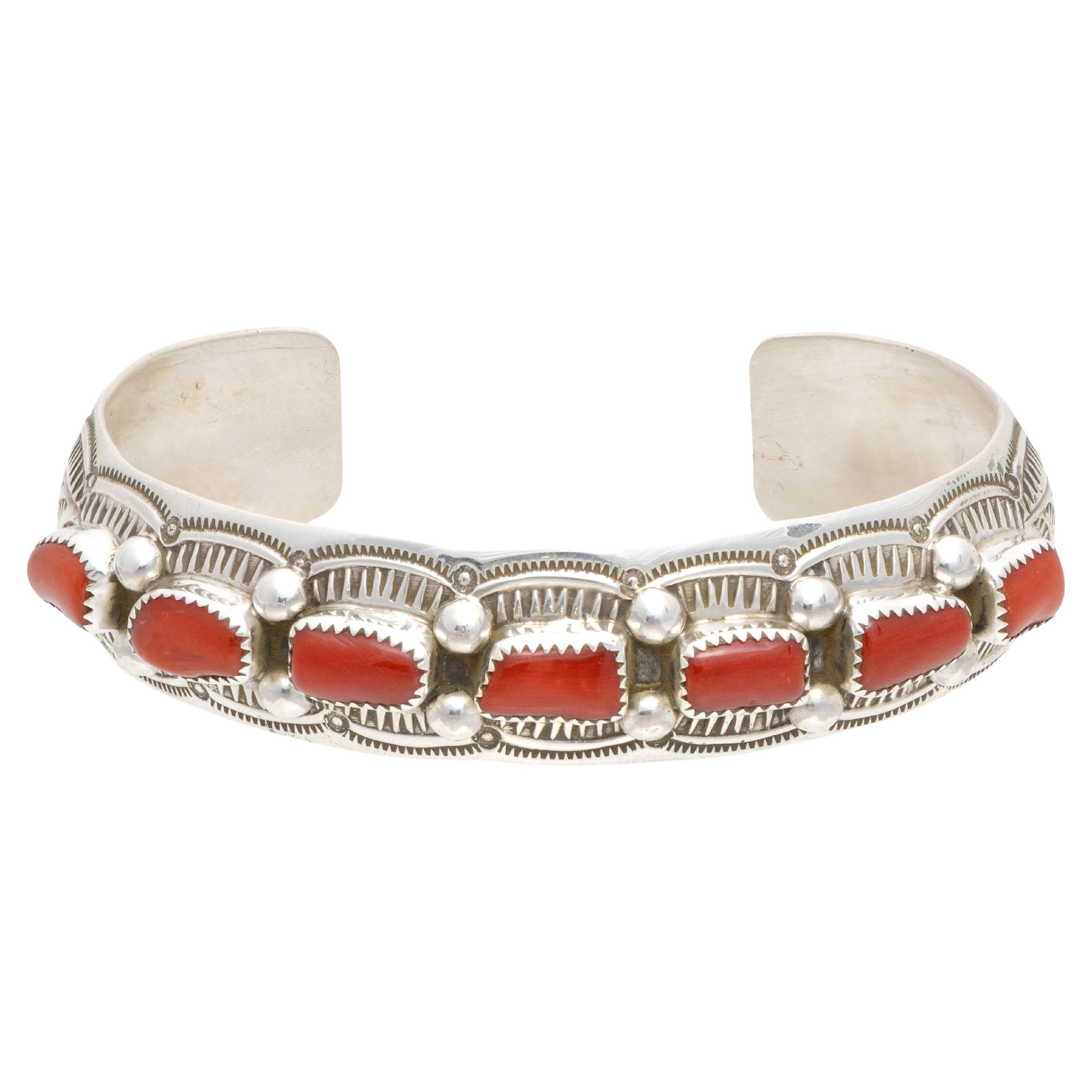 Bracciale in corallo e argento Navajo