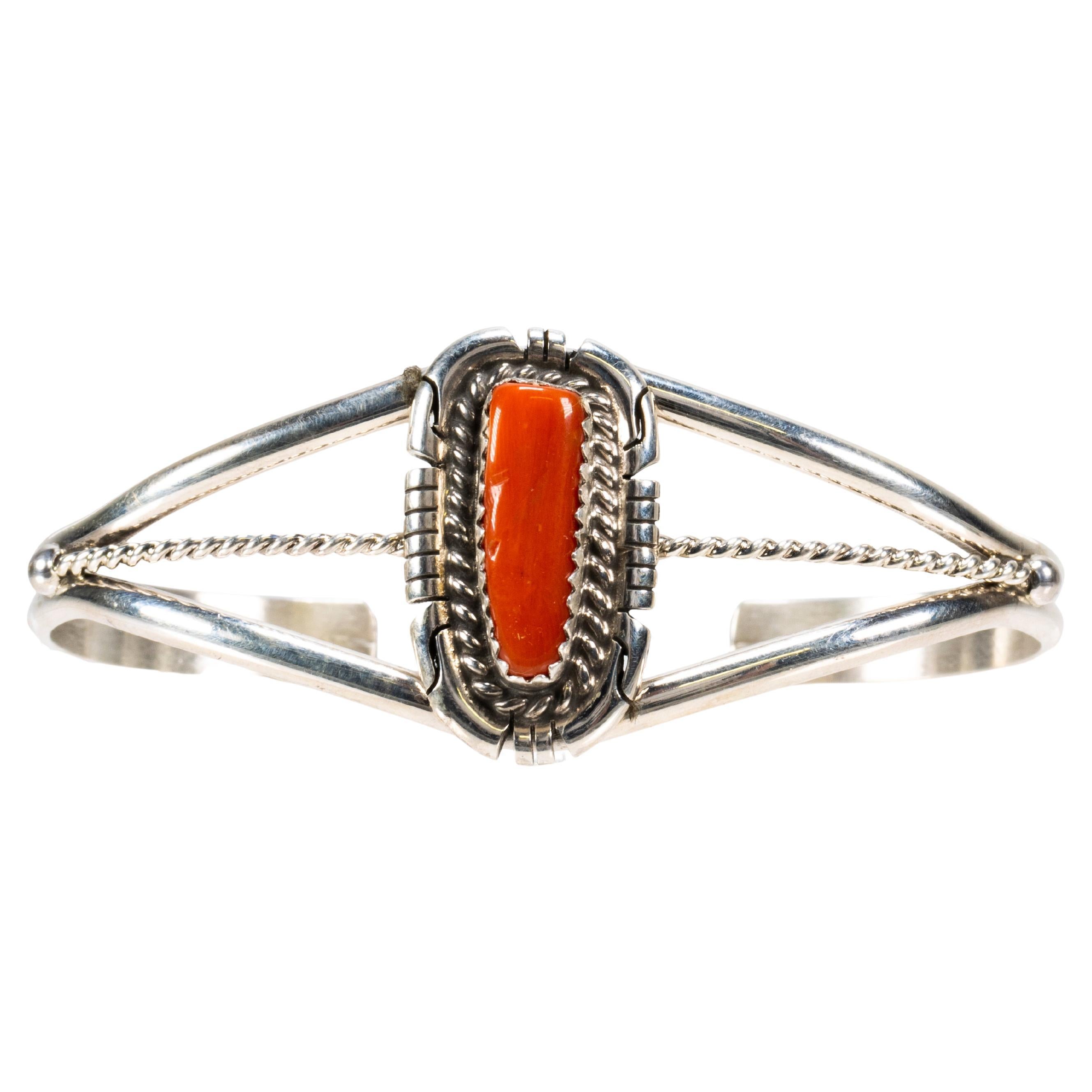 Bracciale in corallo e argento Navajo