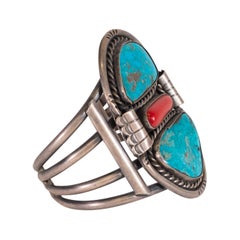 Navajo Coral and Turquoise Bracelet