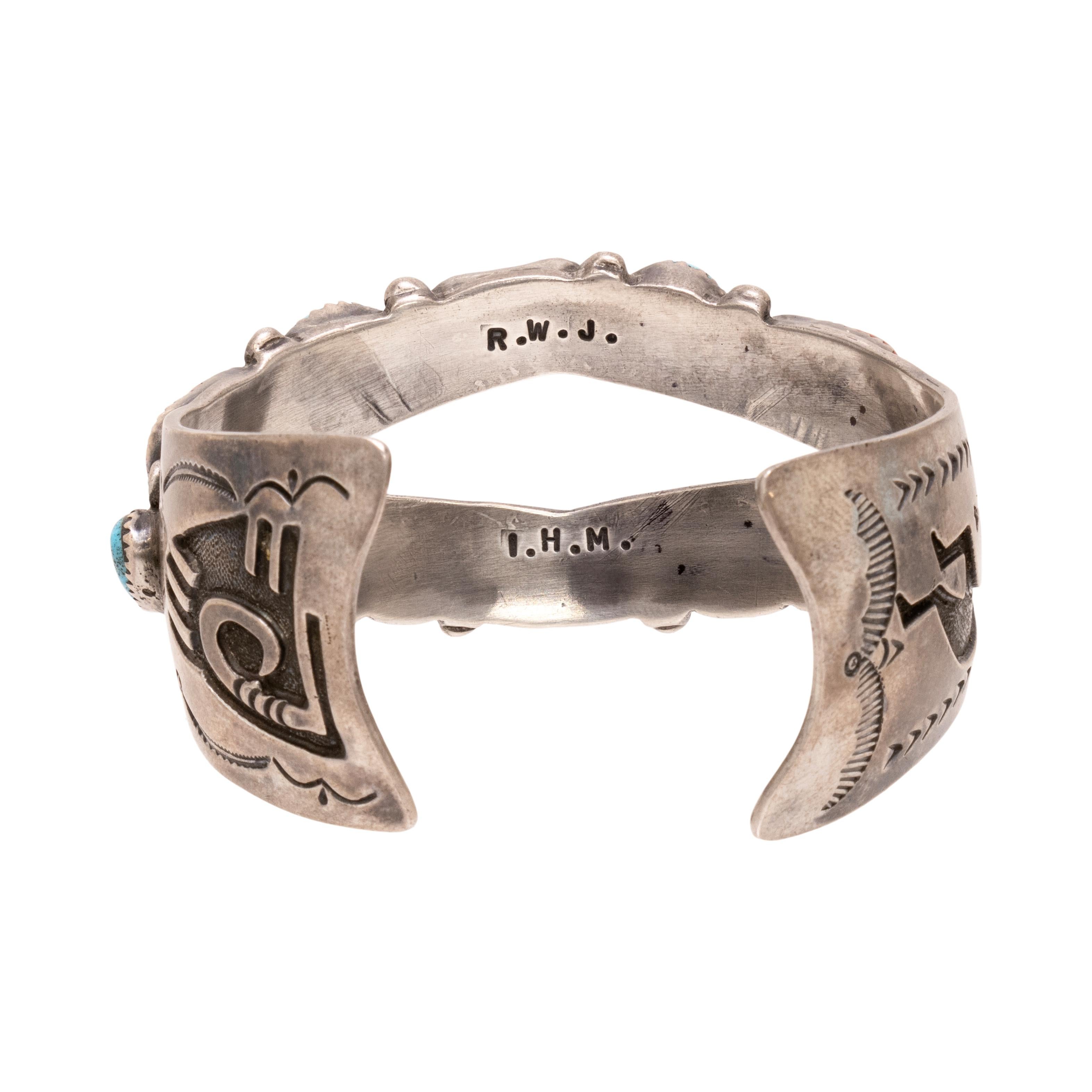 Native American Navajo Coral and Turquoise Bracelet For Sale