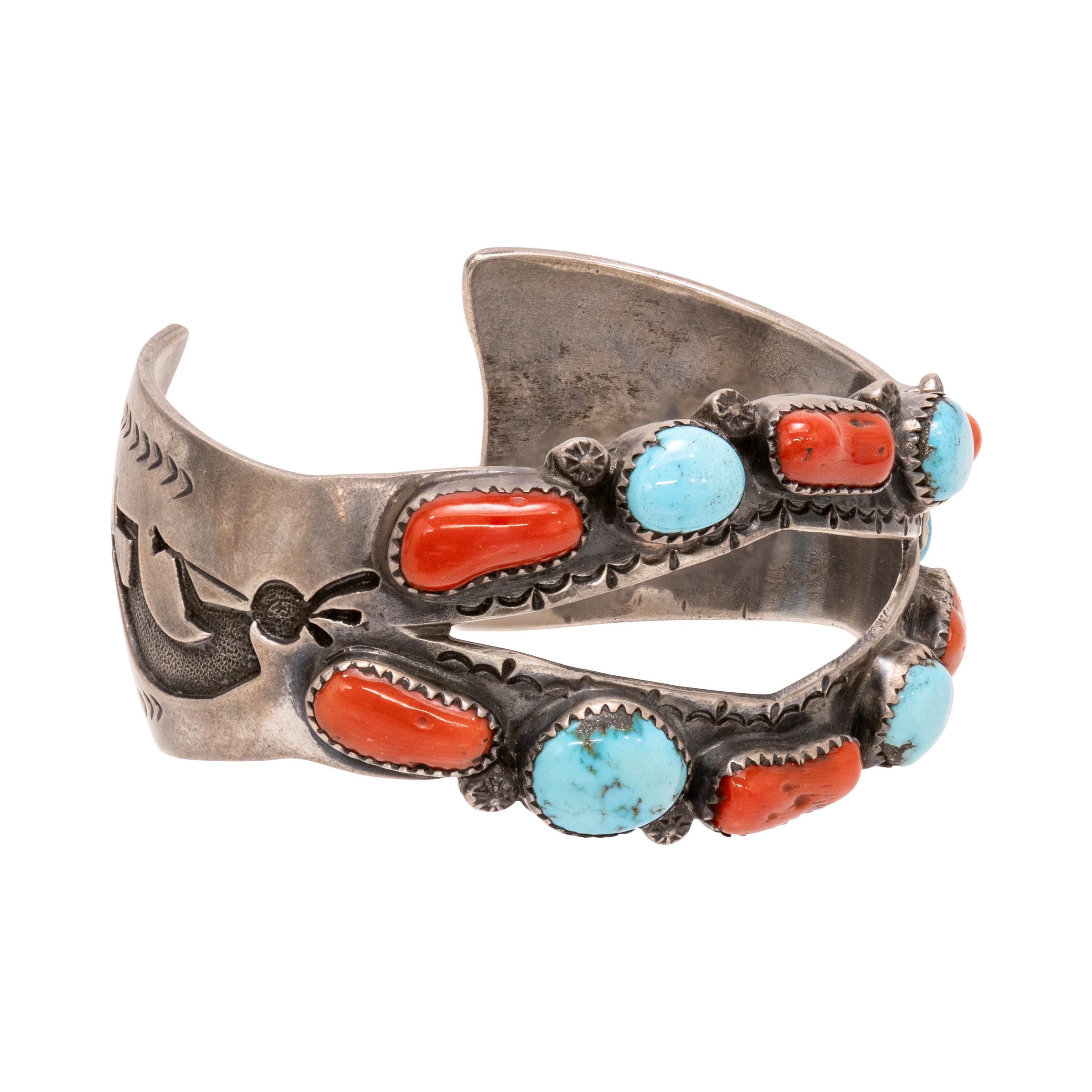 Navajo Coral and Turquoise Bracelet In Good Condition For Sale In Coeur d Alene, ID