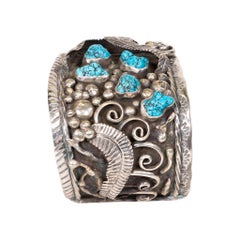 Navajo Coral and Turquoise Cuff Bracelet