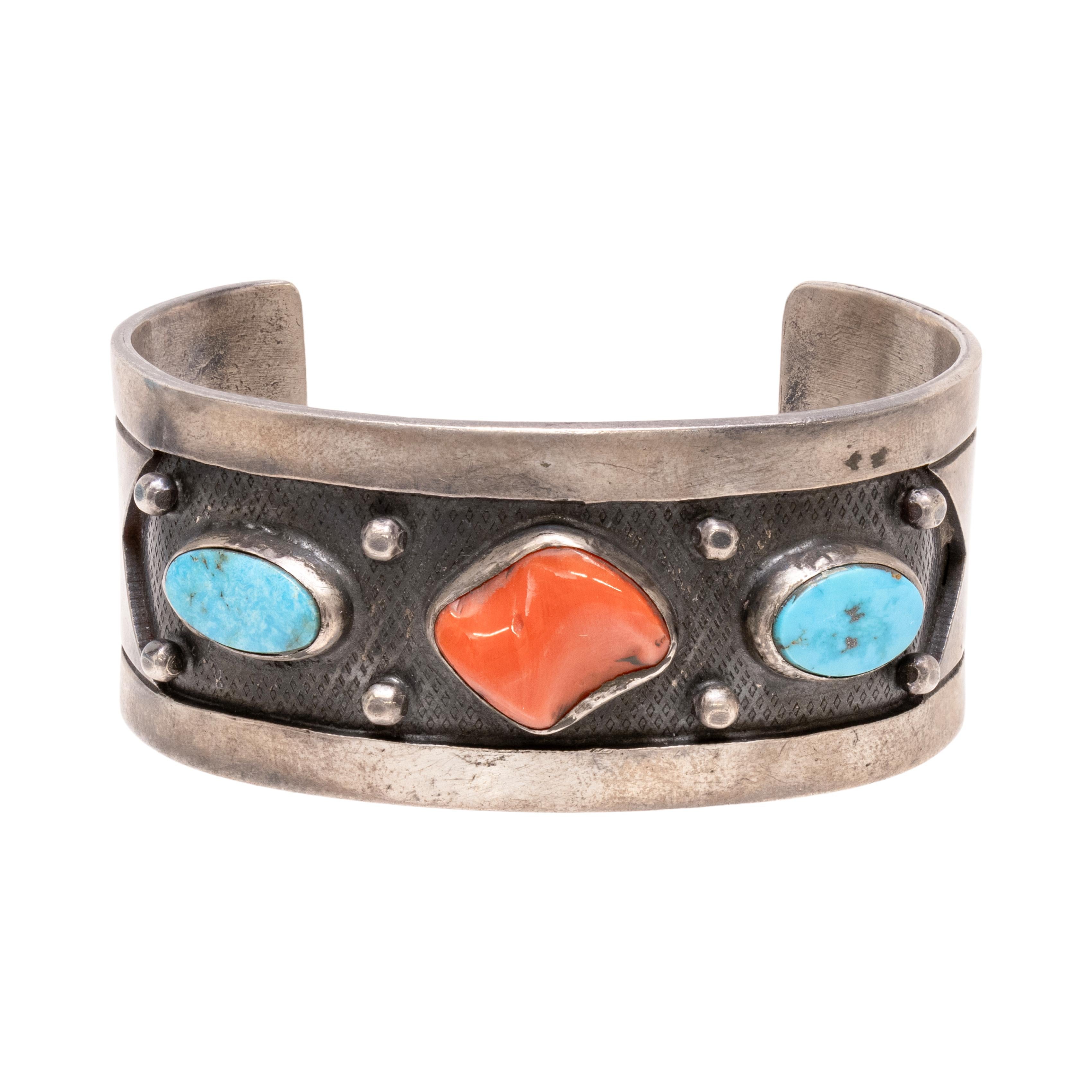 Pulsera Navajo de Coral y Turquesa nativo estadounidense en venta