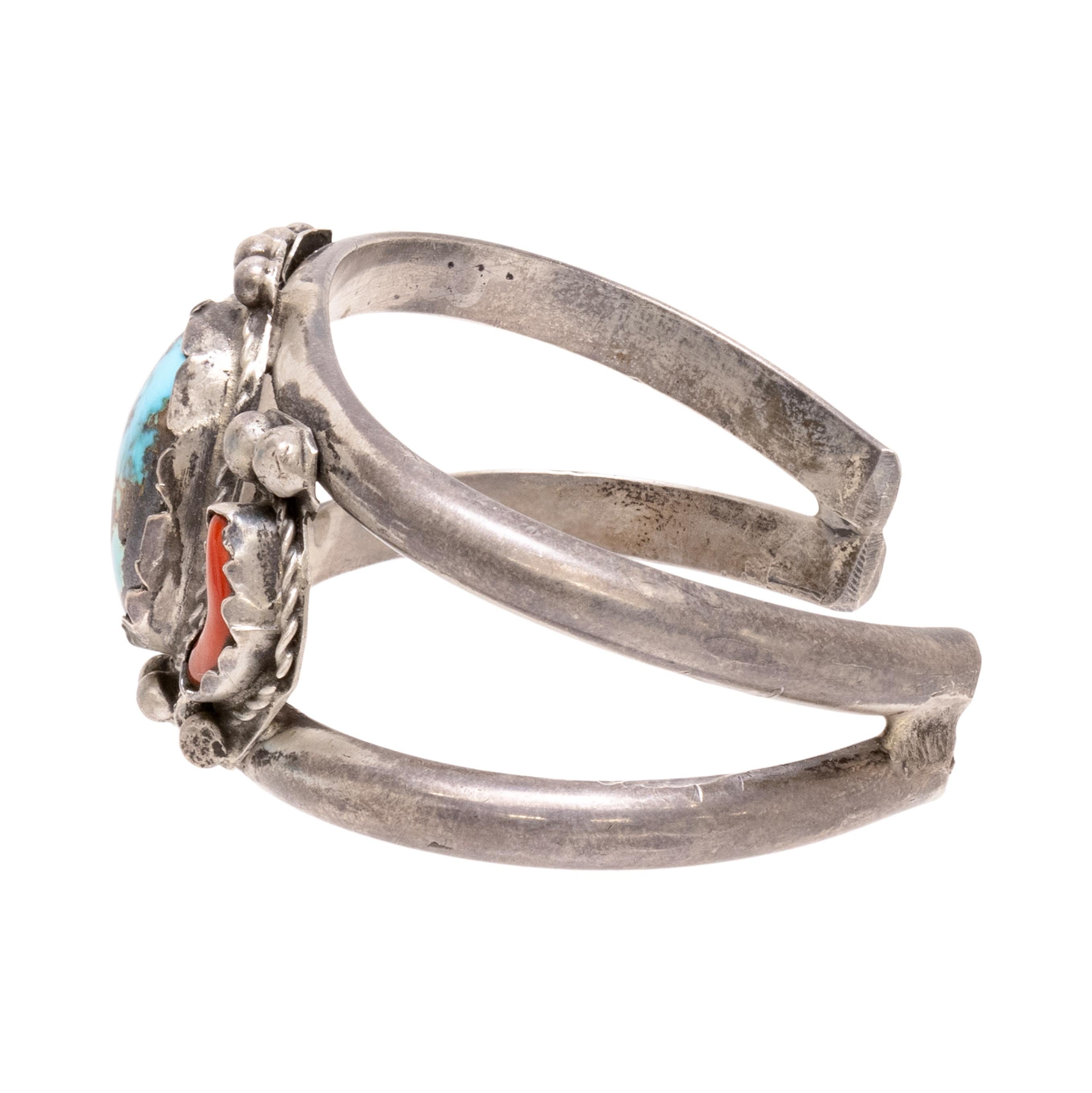 Taglio misto Bracciale in corallo e turchese Navajo in vendita