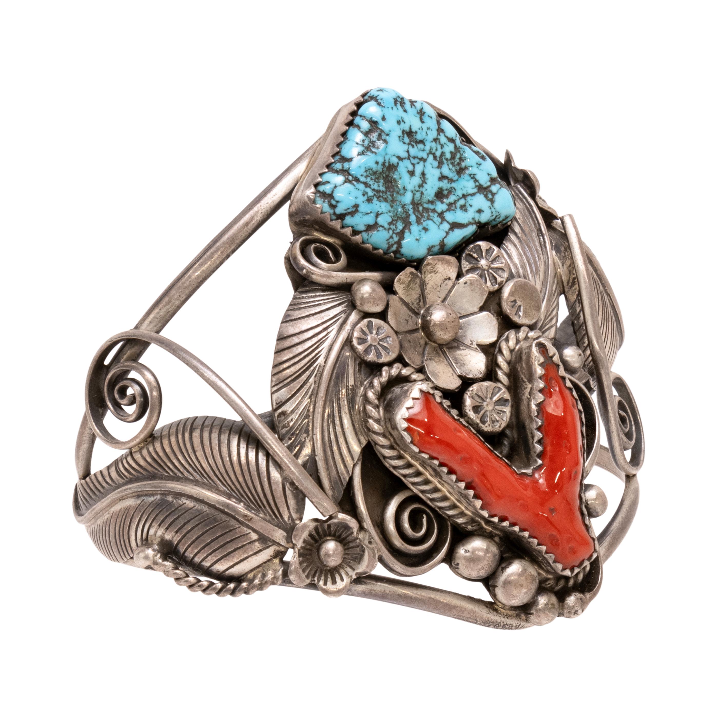 Bracciale in corallo e turchese Navajo In condizioni buone in vendita a Coeur d Alene, ID