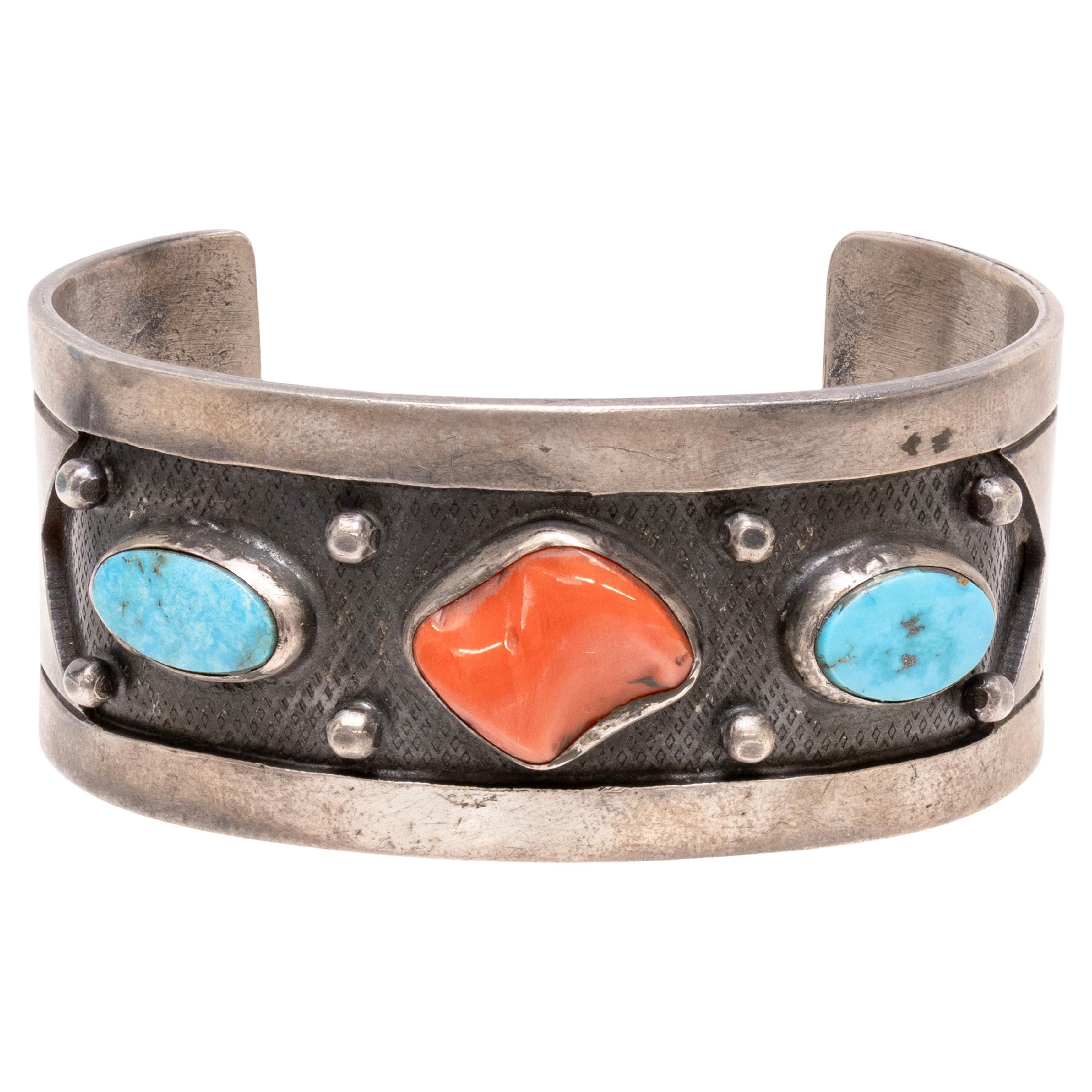 Bracciale in corallo e turchese Navajo