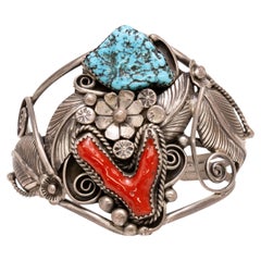 Bracciale in corallo e turchese Navajo