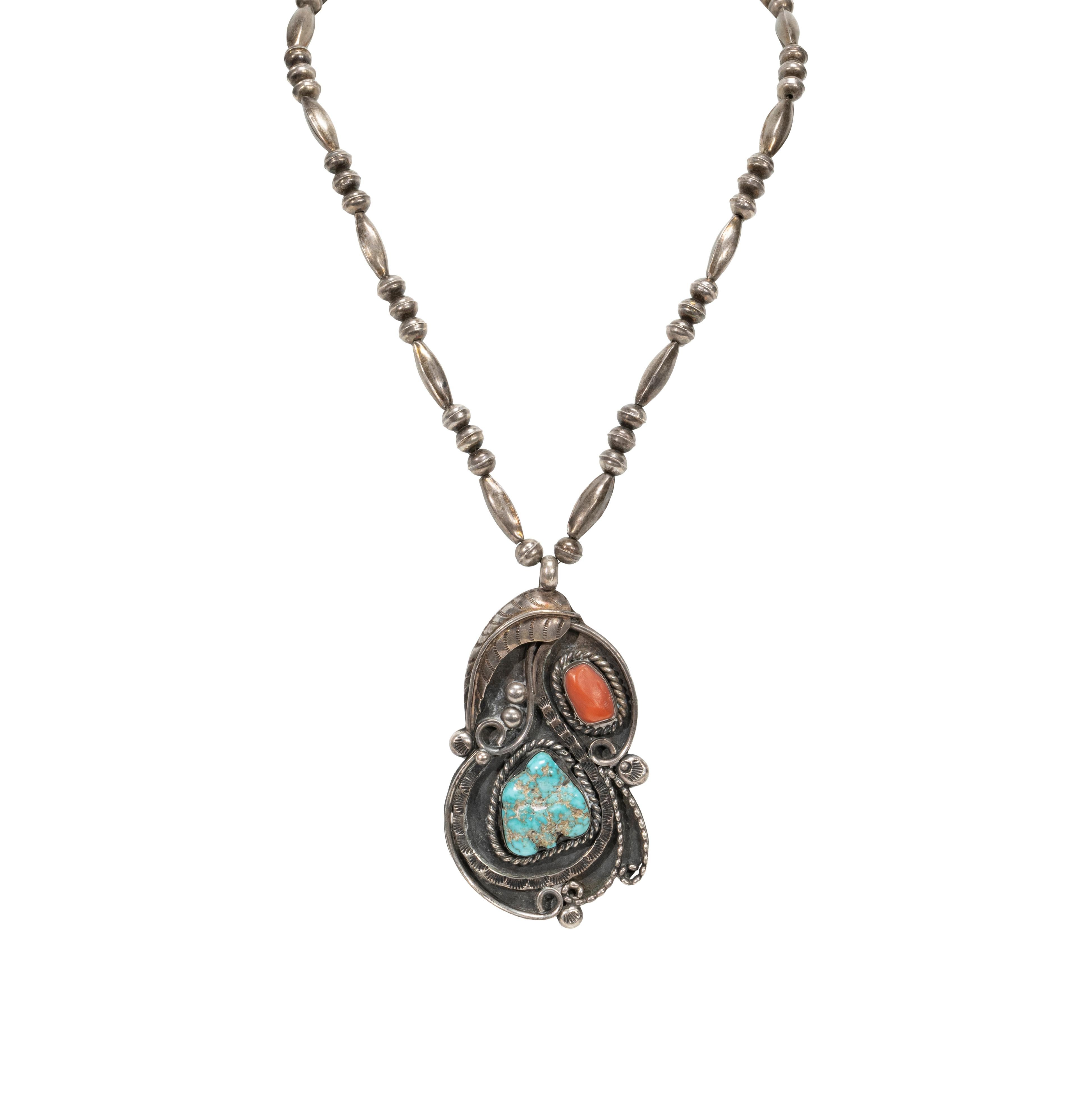 Navajo Coral and Turquoise Necklace