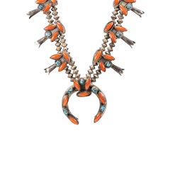 Navajo Coral and Turquoise Squash Blossom