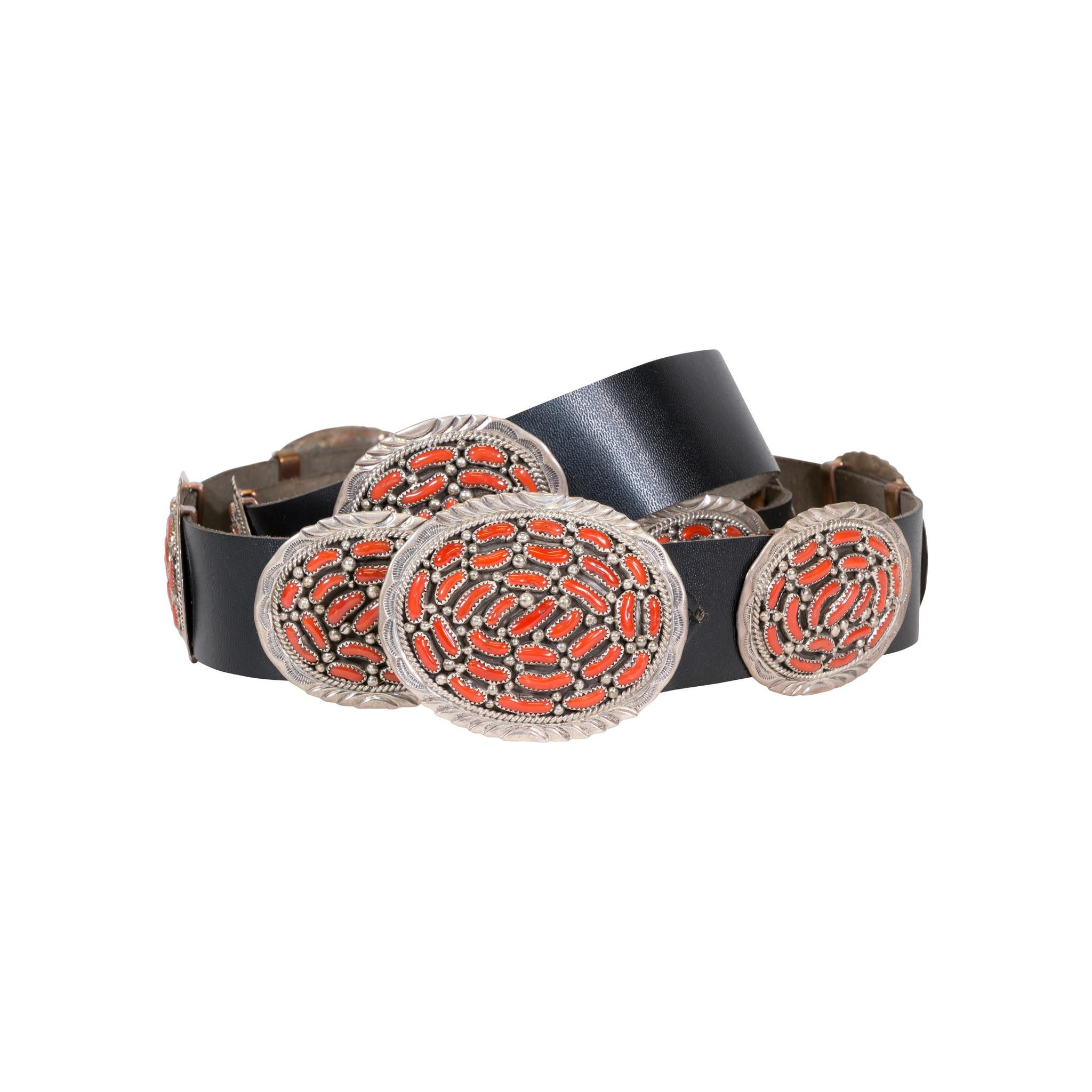 Navajo Coral Concho Belt For Sale