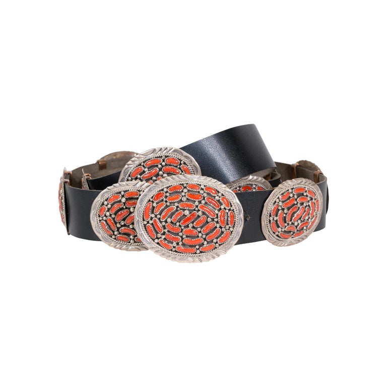Navajo Coral Concho Belt For Sale at 1stDibs