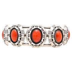 Navajo Coral Cuff Bracelet