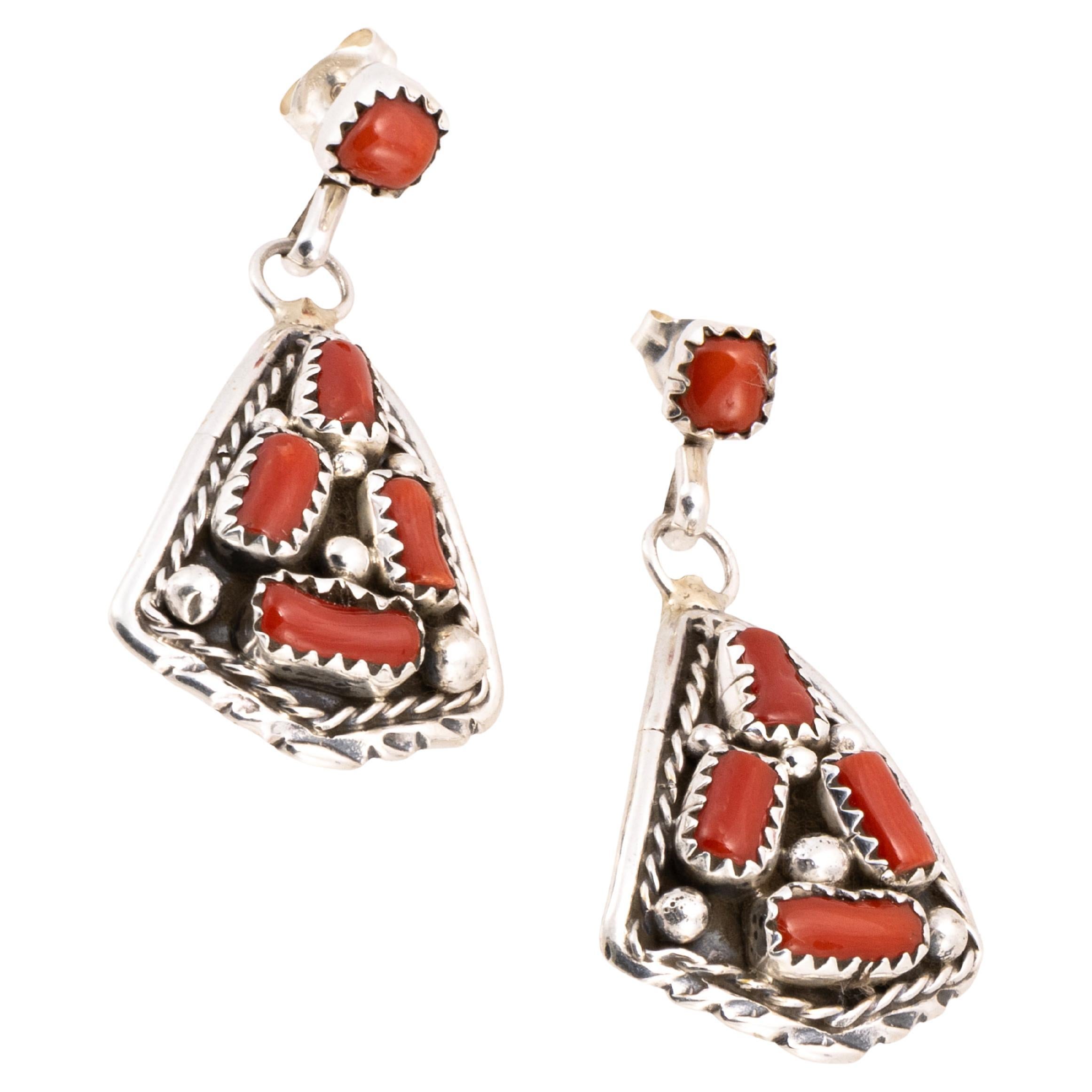 Orecchini pendenti di corallo Navajo