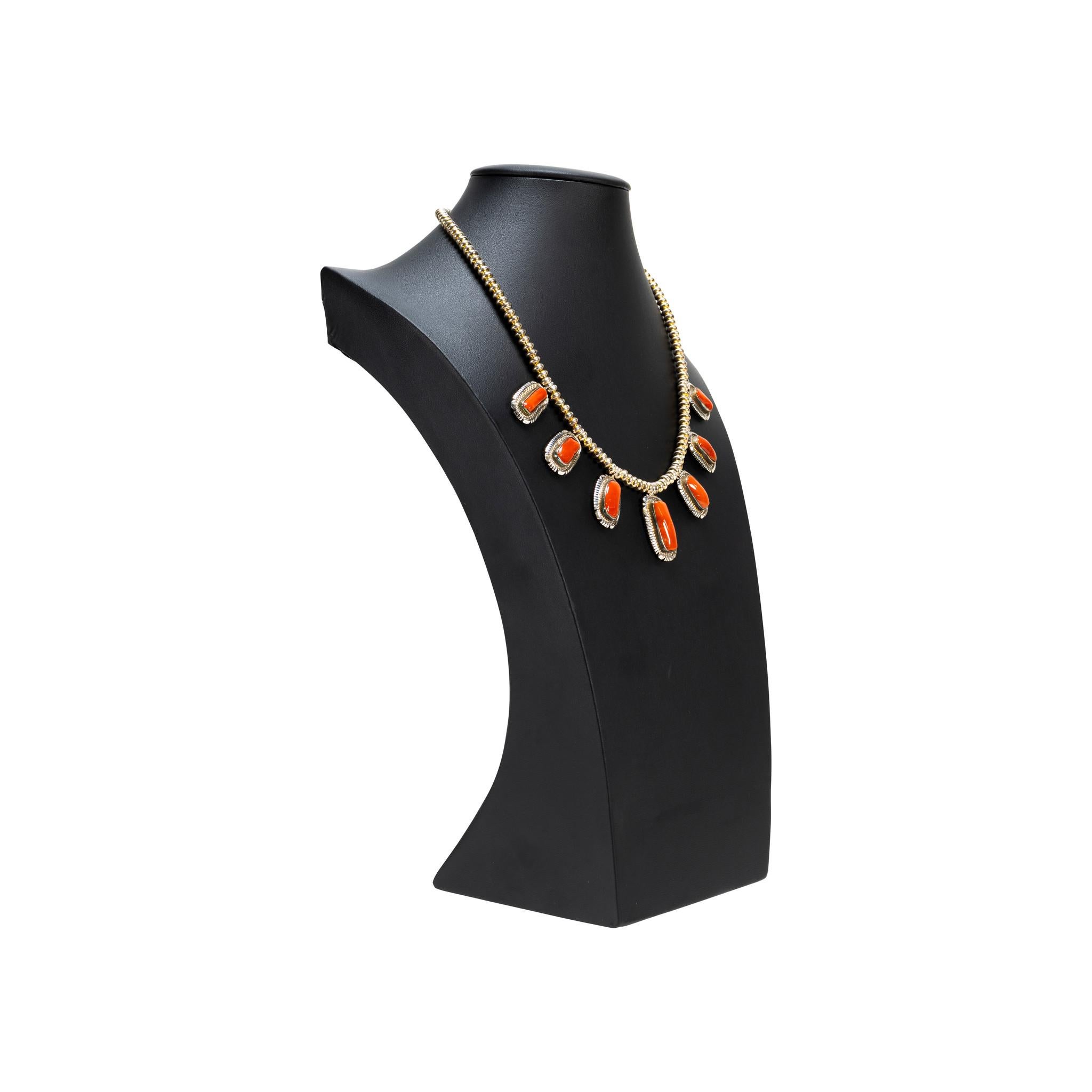 Women's or Men's Navajo Coral Necklace and Earrings For Sale