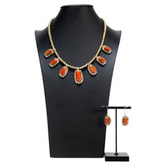 Navajo Coral Necklace and Earrings