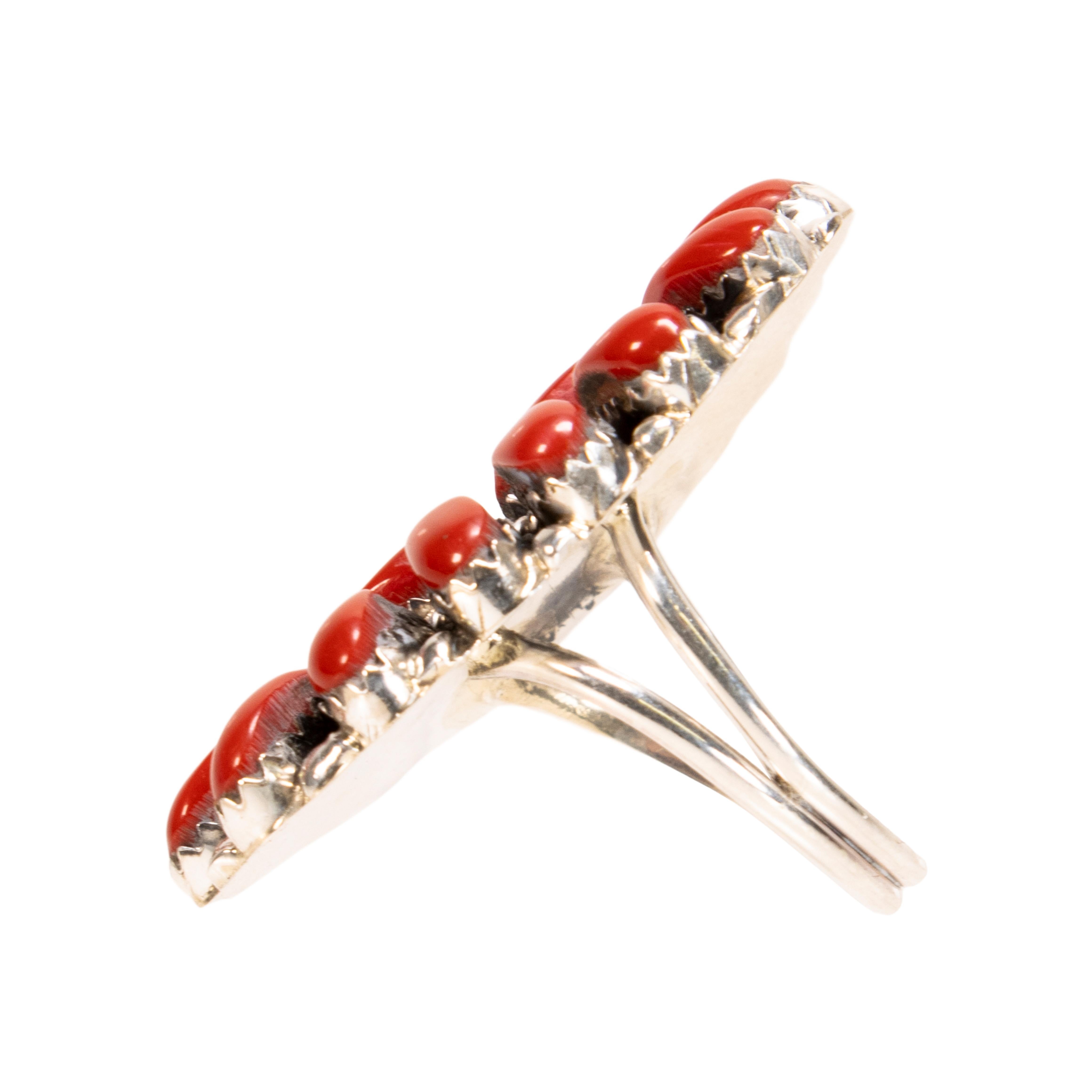 Navajo Coral Ring In Excellent Condition In Coeur d Alene, ID