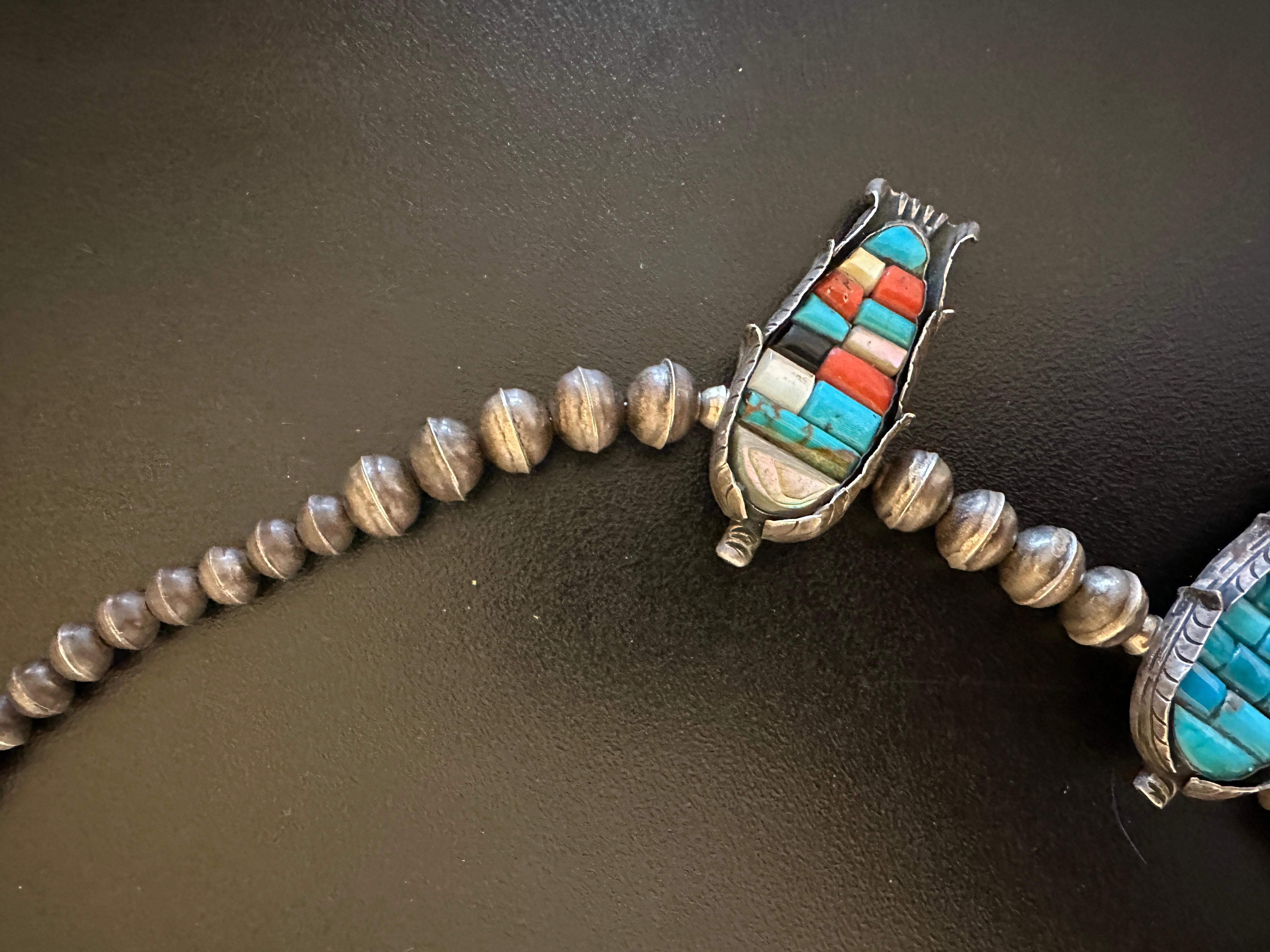  Navajo Corn Squash Blossom Necklace Museum Quality Native American Indian 1930 6