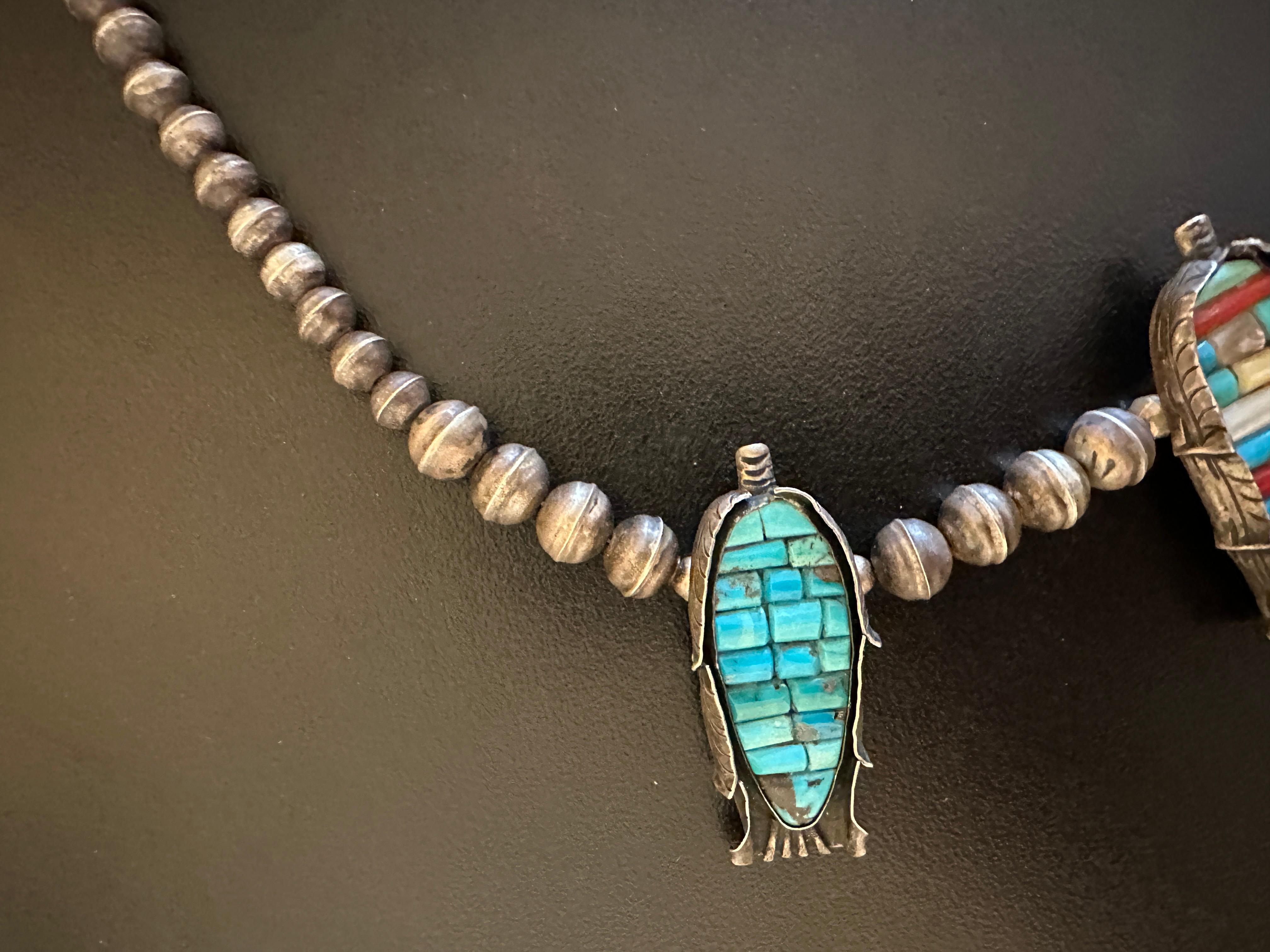  Navajo Corn Squash Blossom Necklace Museum Quality Native American Indian 1930 7