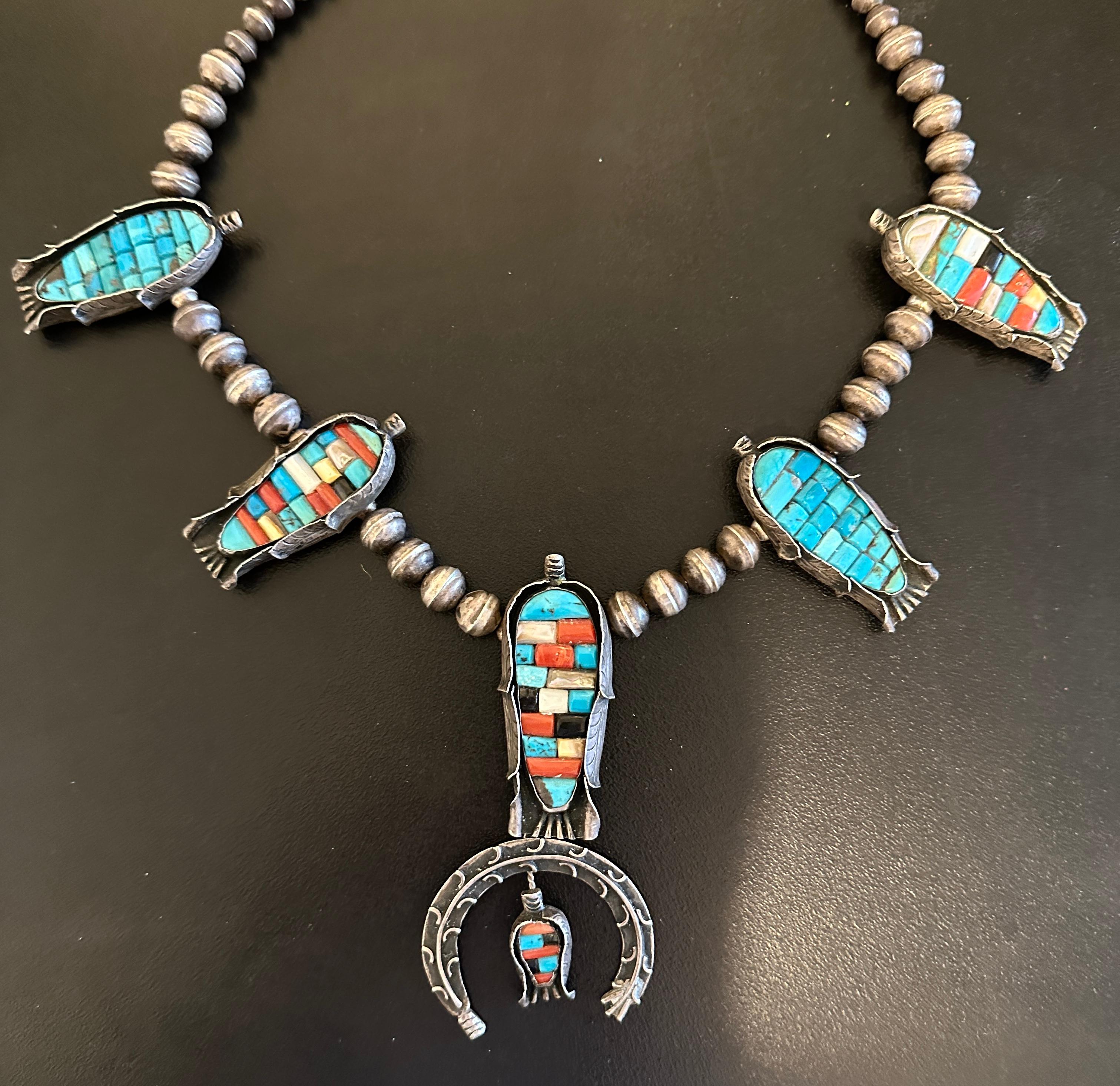 Women's or Men's  Navajo Corn Squash Blossom Necklace Museum Quality Native American Indian 1930