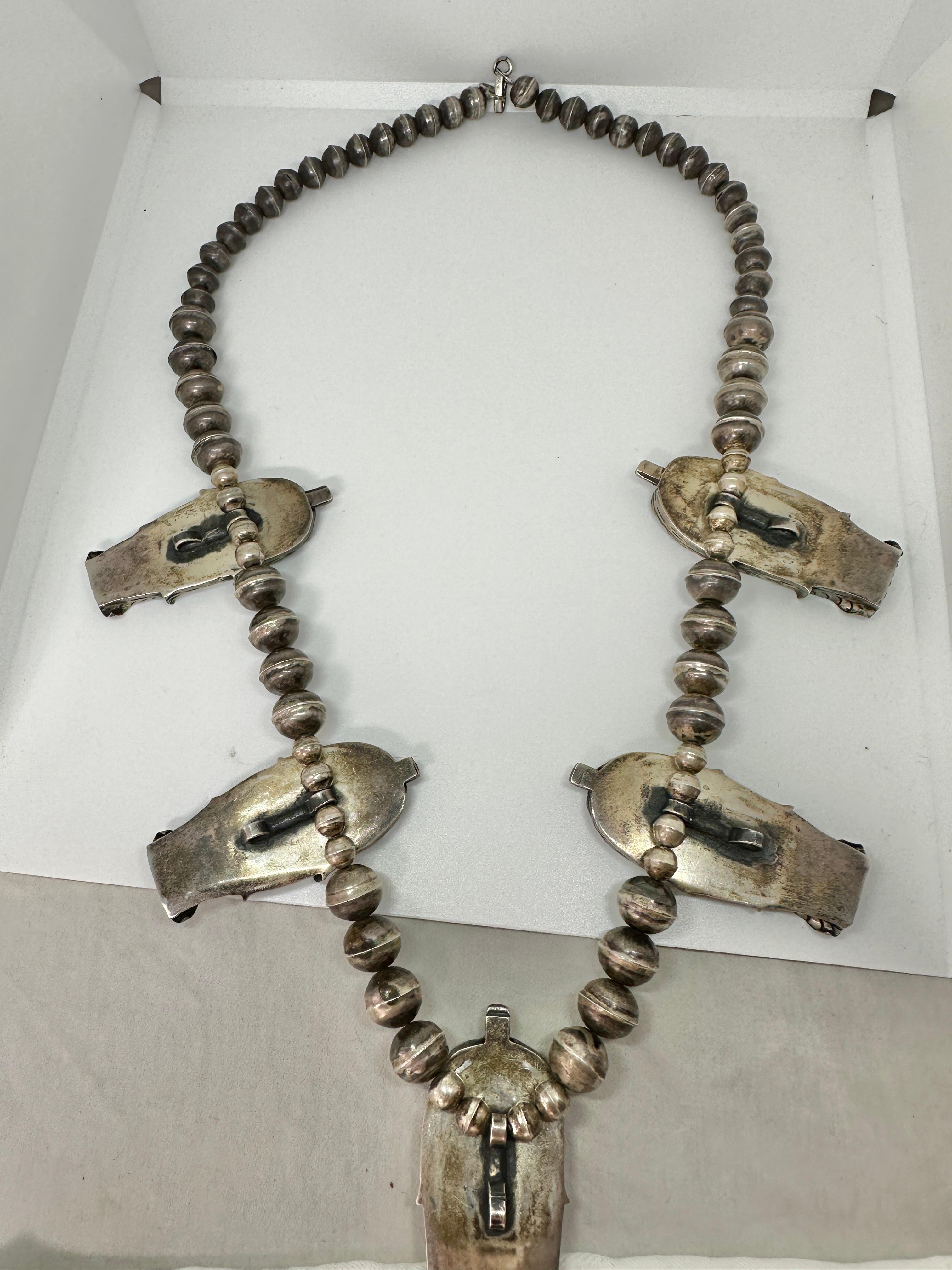  Navajo Corn Squash Blossom Necklace Museum Quality Native American Indian 1930 3