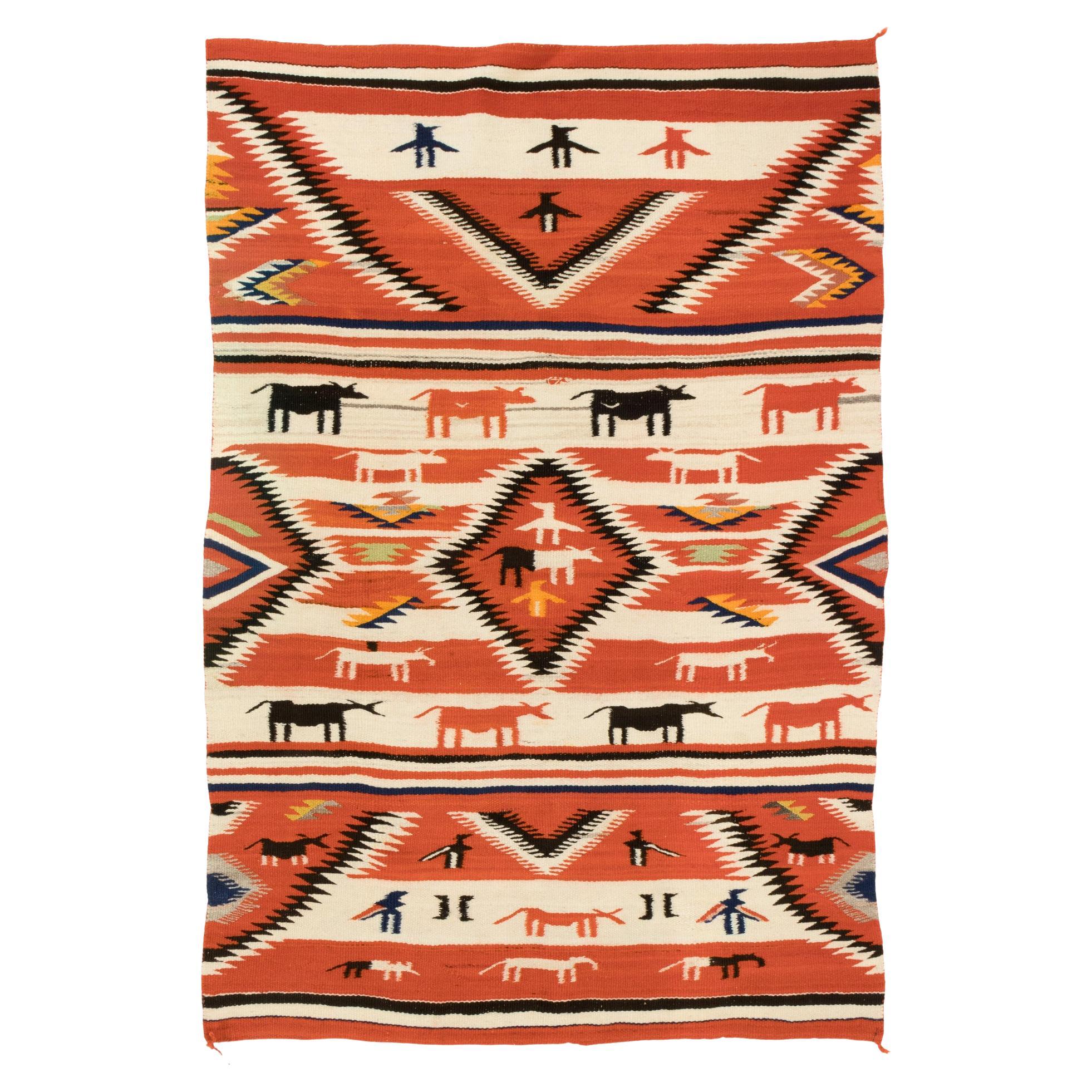 Navajo Cow Pictorial Weaving For Sale