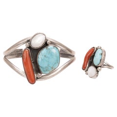 Vintage Navajo Cuff Bracelet and Ring Set