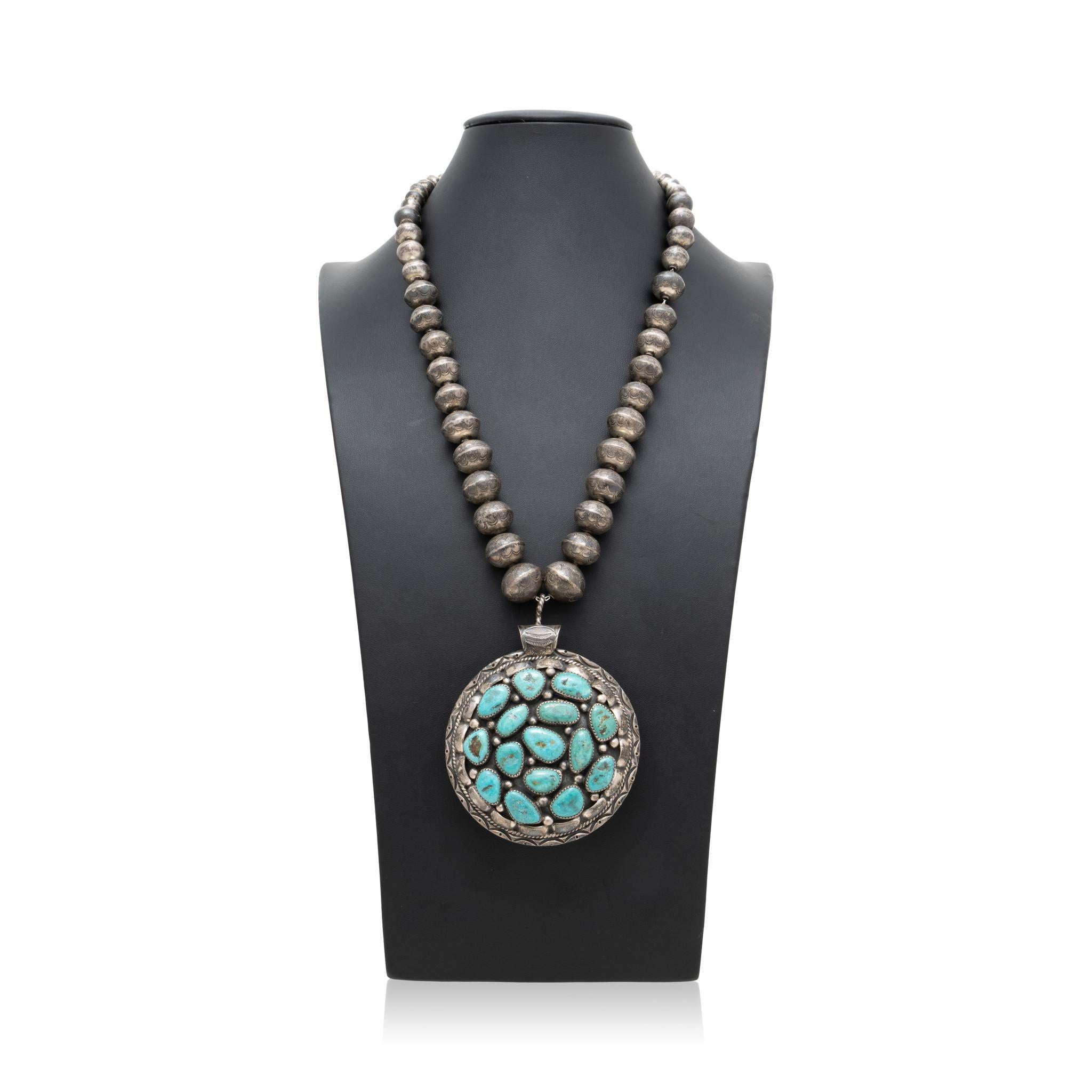 Halskette aus Navajo-Doppelkoralle und Türkis im Zustand „Gut“ im Angebot in Coeur d Alene, ID