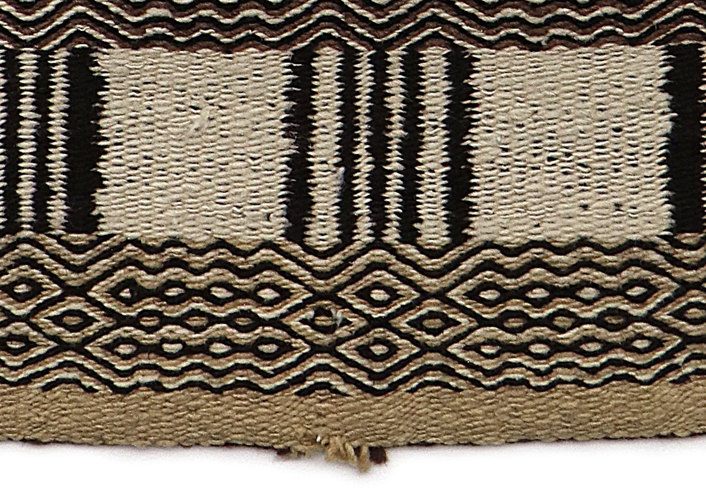 Native American Navajo Double Saddle Blanket, Circa 1930, Handwoven Twill Wool, Geometric Design For Sale