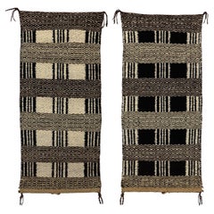 Navajo Double Saddle Blanket, Circa 1930, Handwoven Twill Wool, Geometric Design