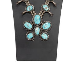 Navajo Easter Blue Turquoise and Sterling Silver Squash Blossom