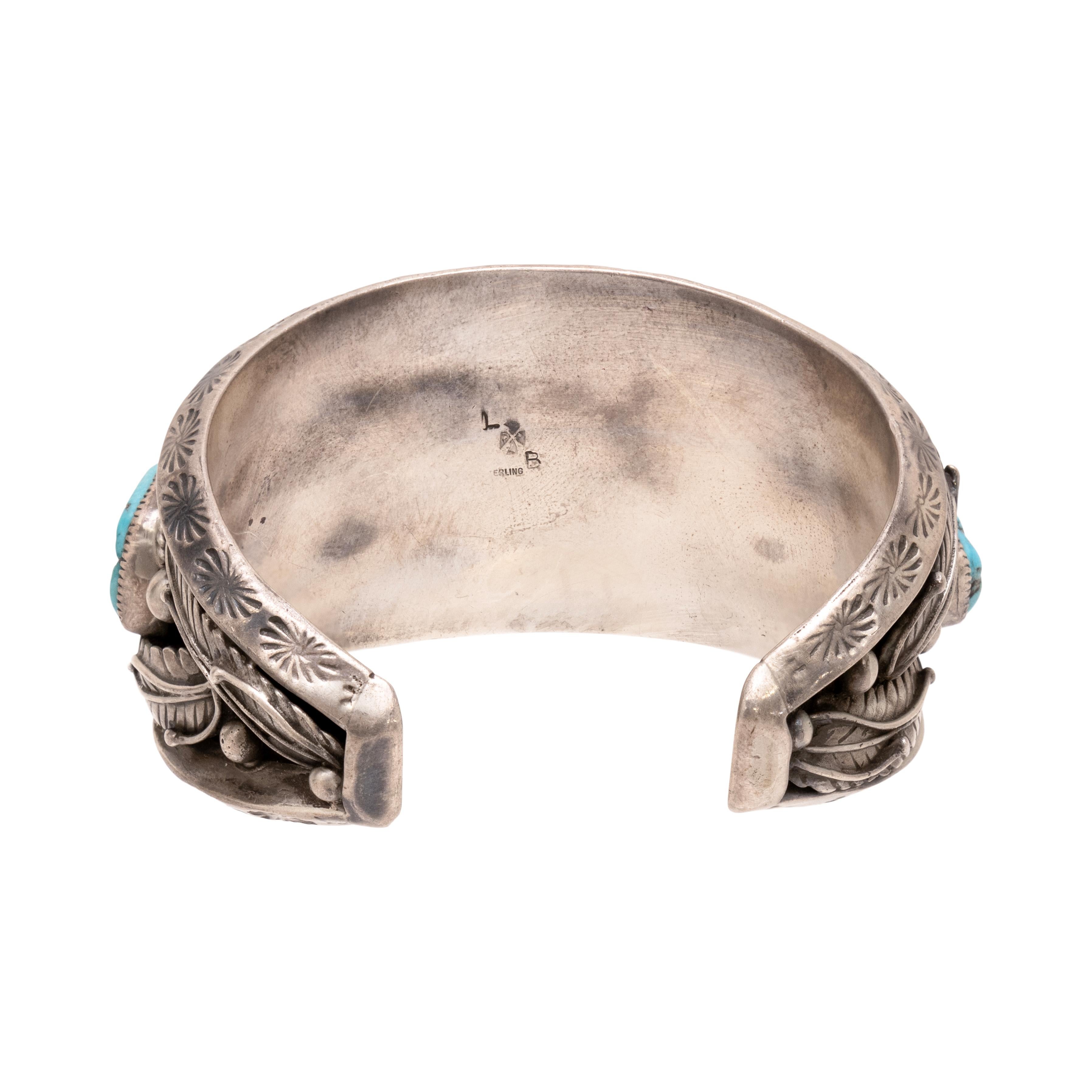 Native American Navajo Five Nugget Turquoise Cuff Bracelet For Sale