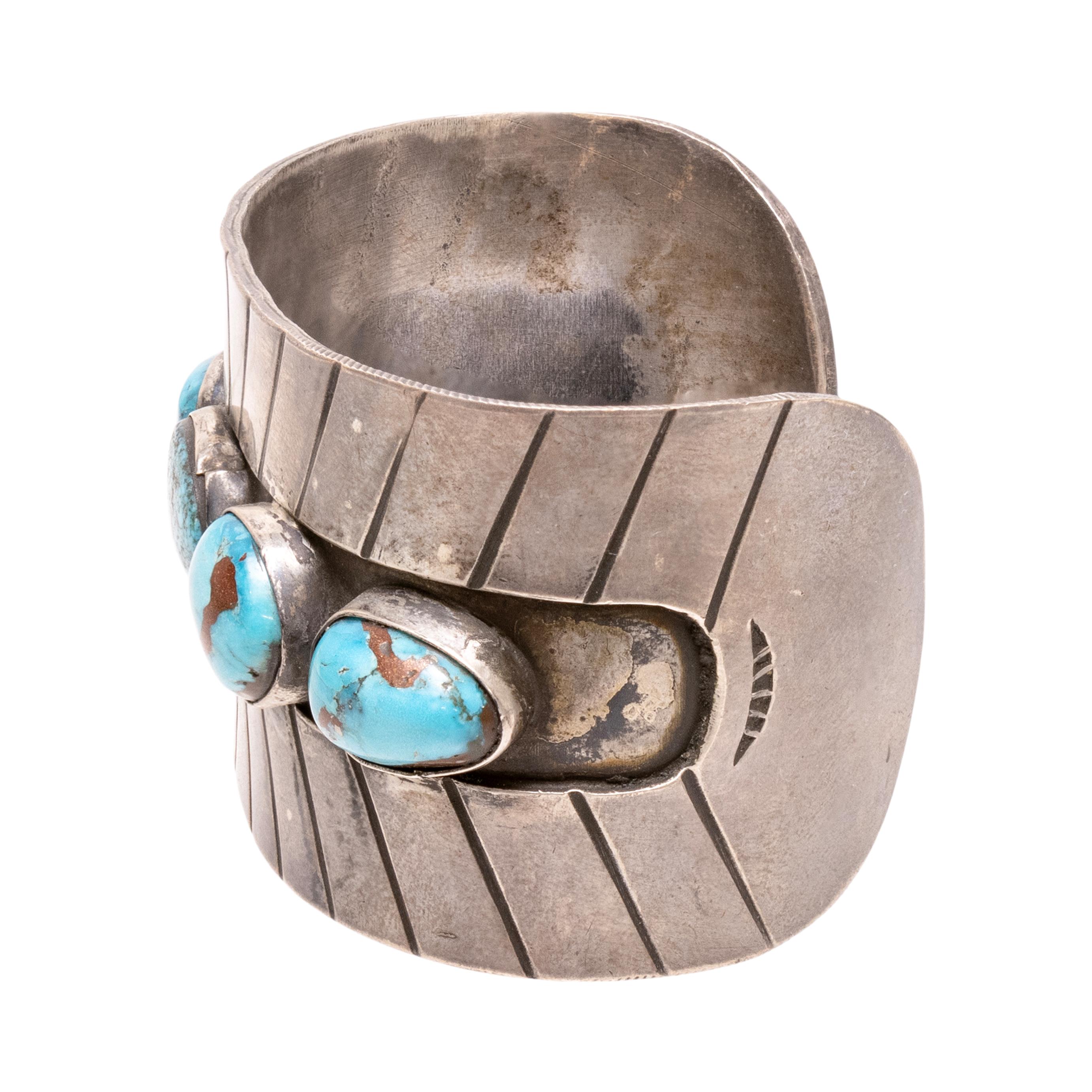 Amérindien Bracelet de turquoise à cinq pierres Navajo en vente