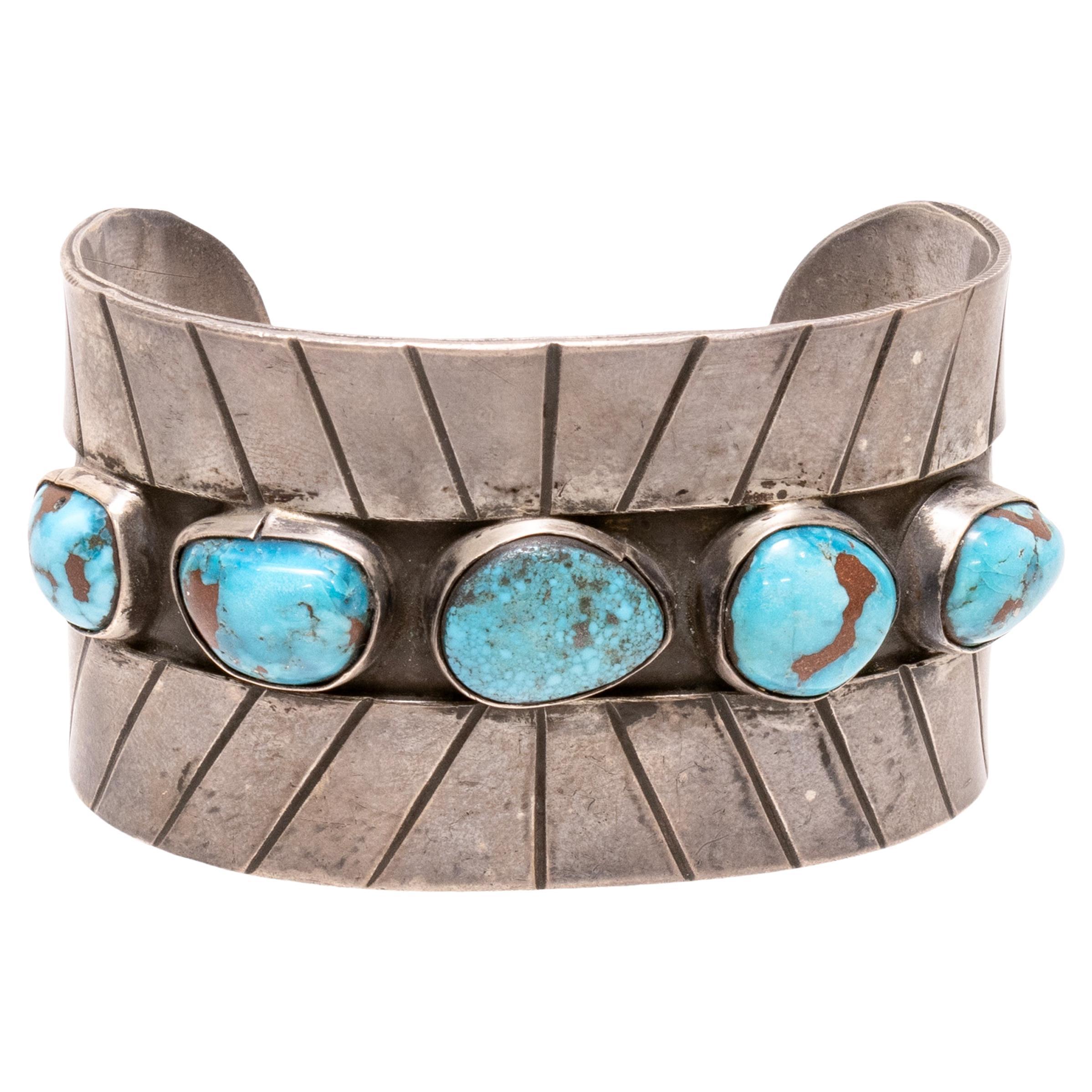 Bracelet de turquoise à cinq pierres Navajo