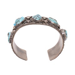 Navajo Five Stone Turquoise Cuff Bracelet