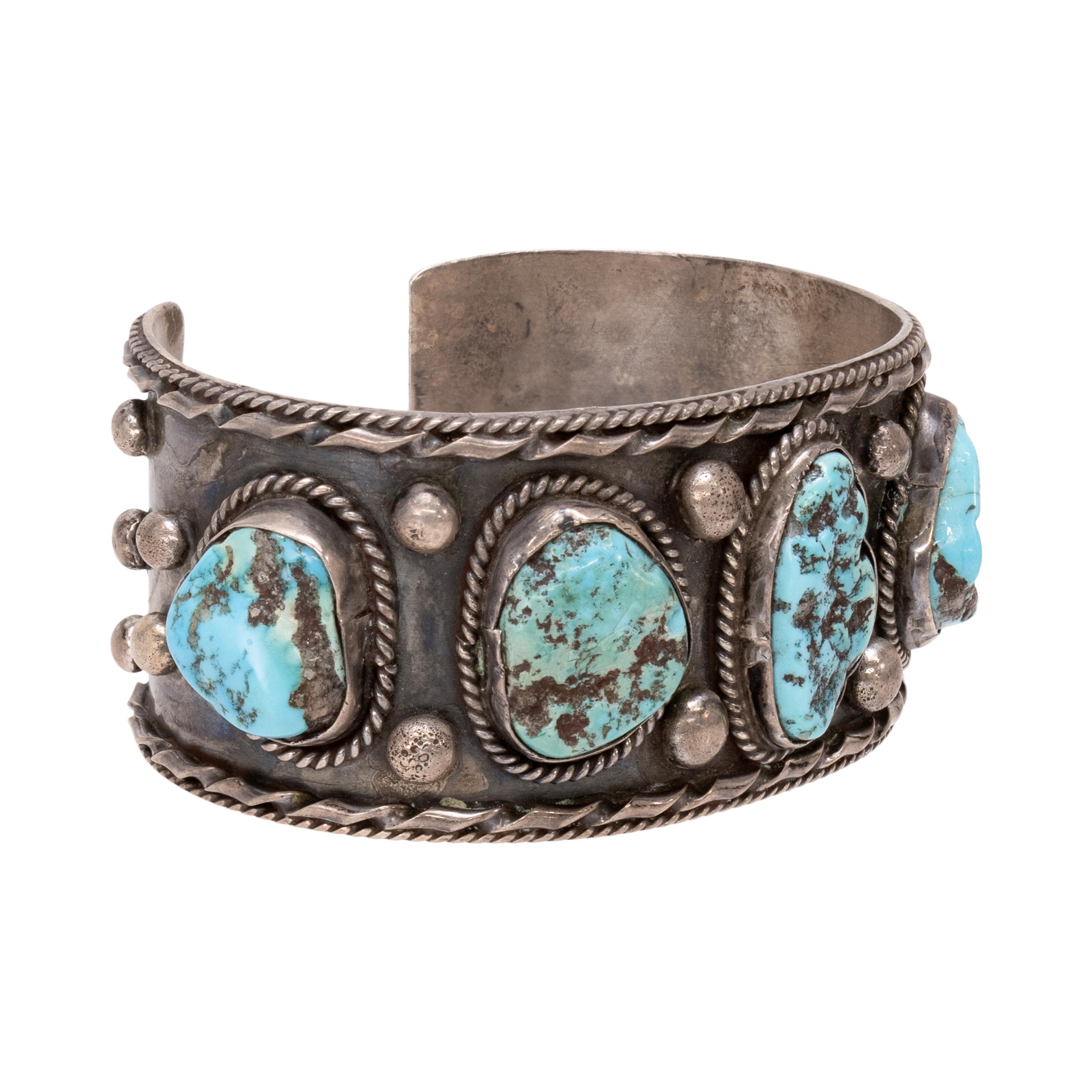 Bracciale Navajo con cinque pietre di turchese In condizioni buone in vendita a Coeur d Alene, ID