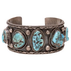 Bracciale Navajo con cinque pietre di turchese