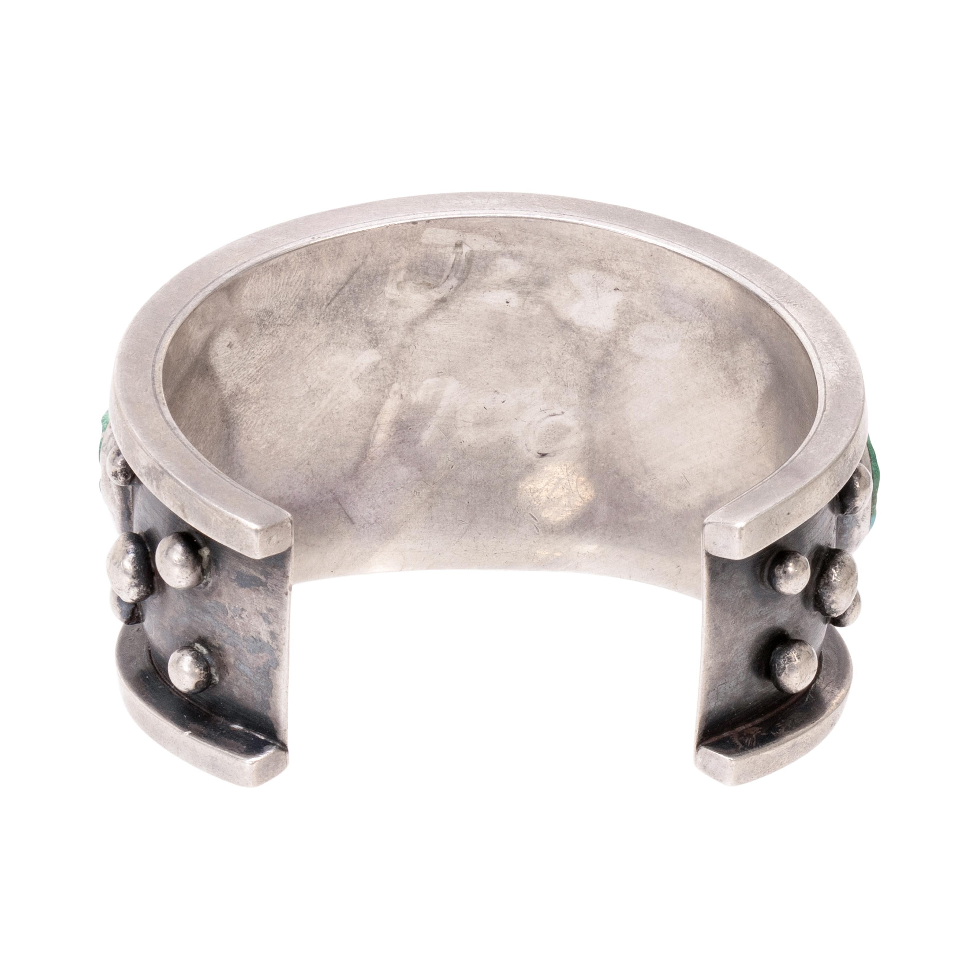 Taille ronde Bracelet manchette Navajo Five Turquoise Stone en vente