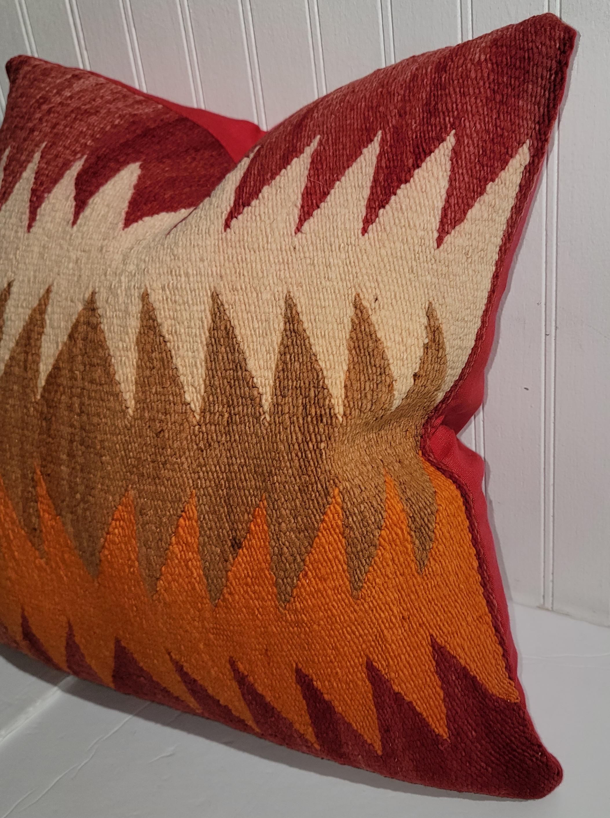 American Navajo Flame Stitch Wool Pillow For Sale