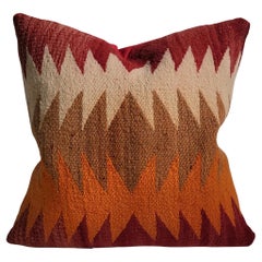 Vintage Navajo Flame Stitch Wool Pillow