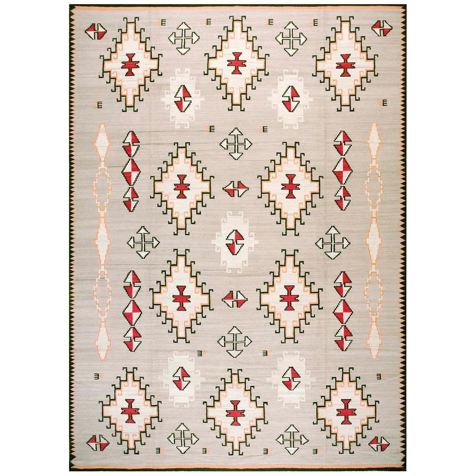 Contemporary Handwoven Navajo Style Flat Weave Carpet (10' x 14' - 305 x 427 cm) For Sale