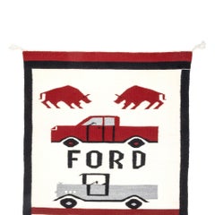 Navajo Ford Motor Company Pictorial Wall Hanging Weaving