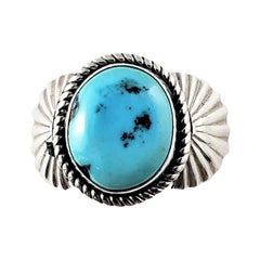 Vintage Navajo Francis Fred Sterling Silver Turquoise Ring