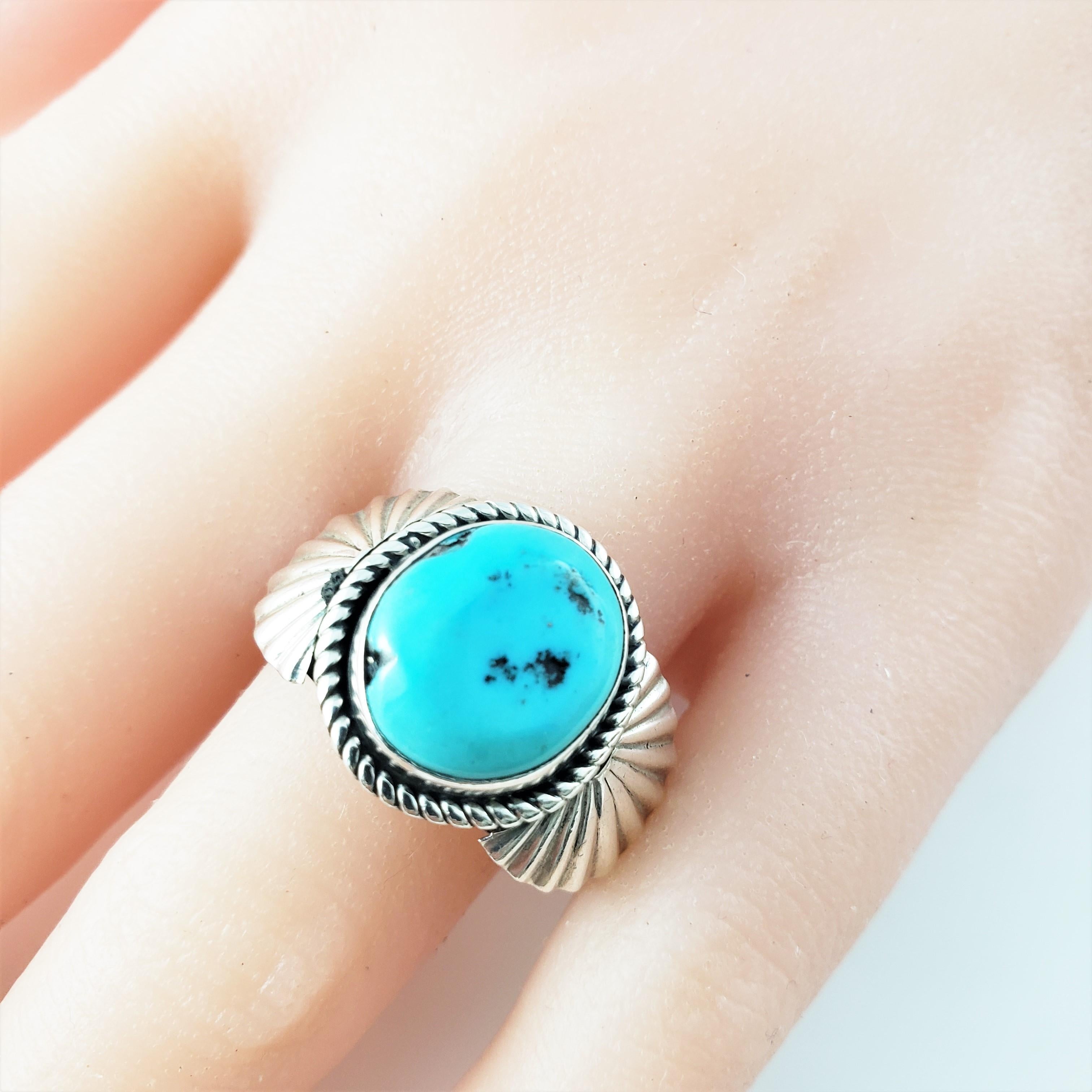 Women's or Men's Navajo Francis Fred Sterling Silver Turquoise Ring