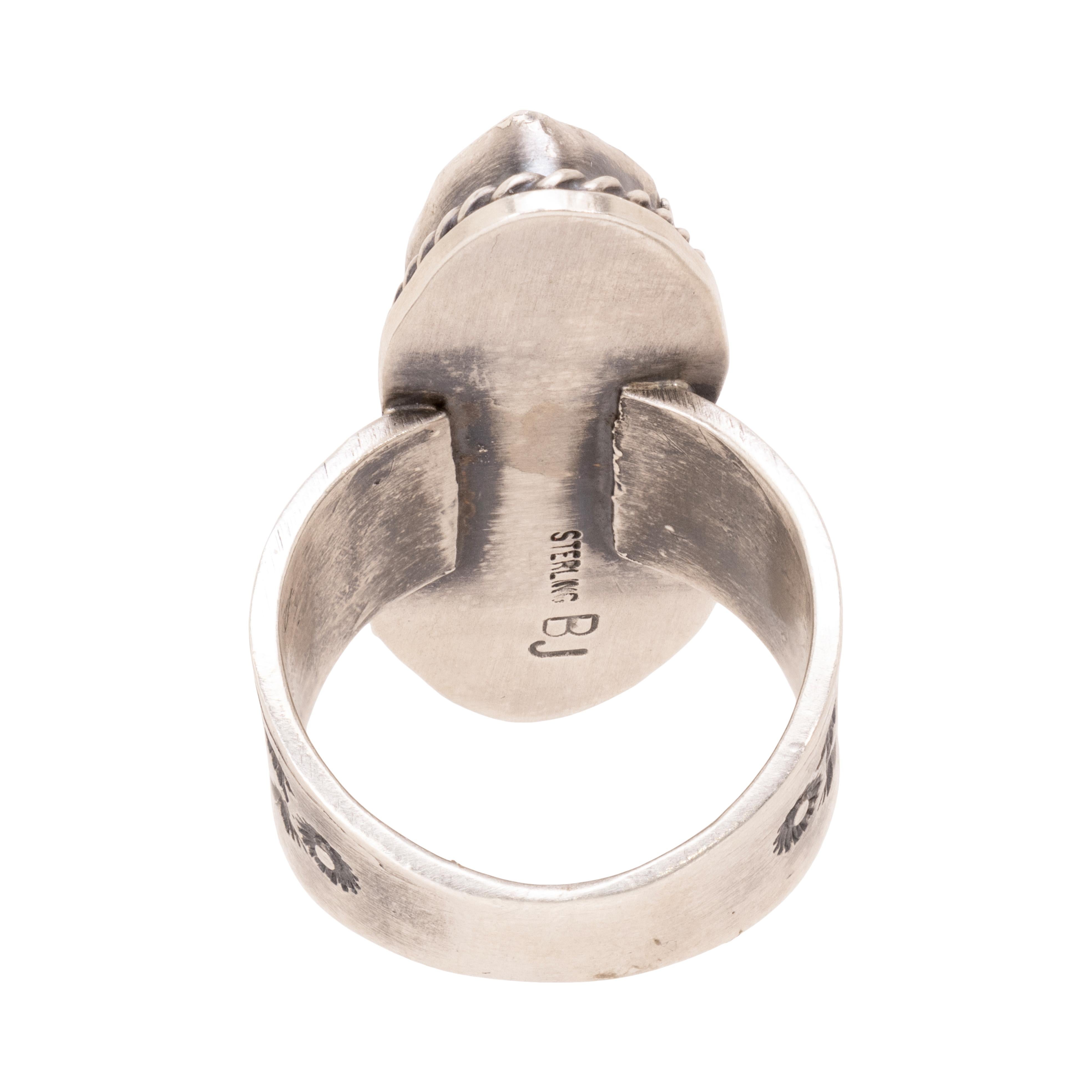 Navajo Golden Hill turquoise and sterling silver marked by Navajo Silversmith Bryan Joe. Bryan apprenticed under his father Al Joe for many years and is now making jewelry using his own hallmark (almost exactly like his fathers). Two natural,