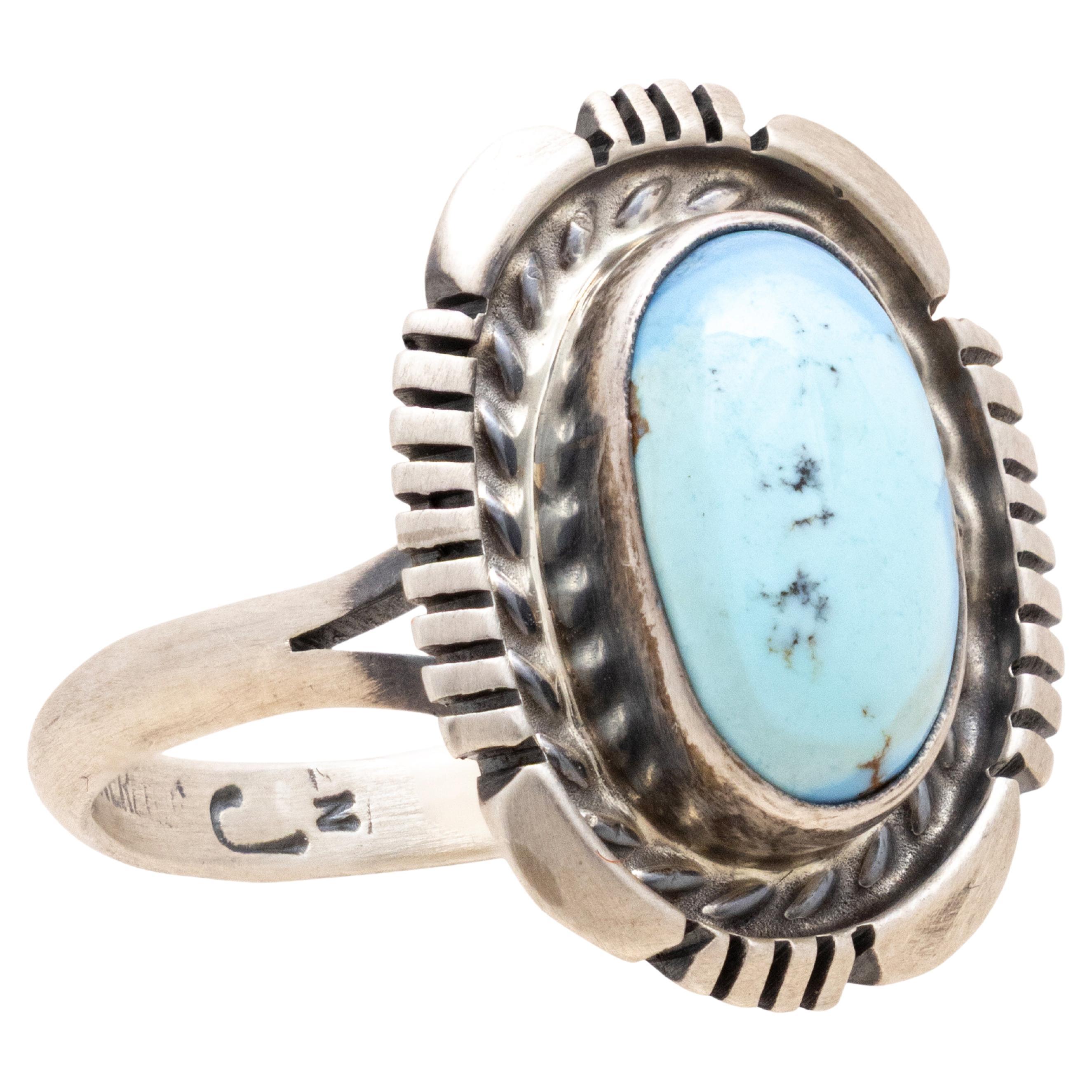 Anello con turchese Navajo Golden Hill e argento sterling