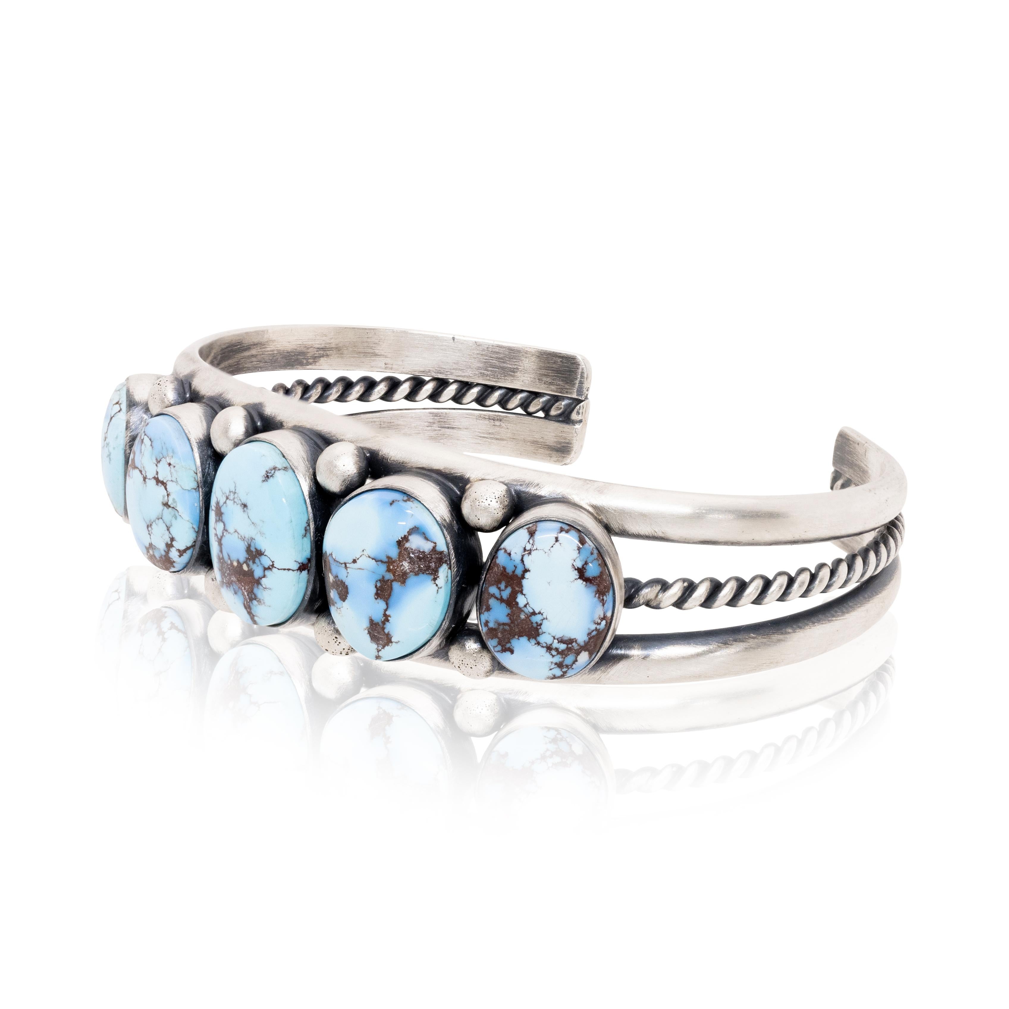 Pulsera Navajo Golden Hill Turquesa Corte oval en venta